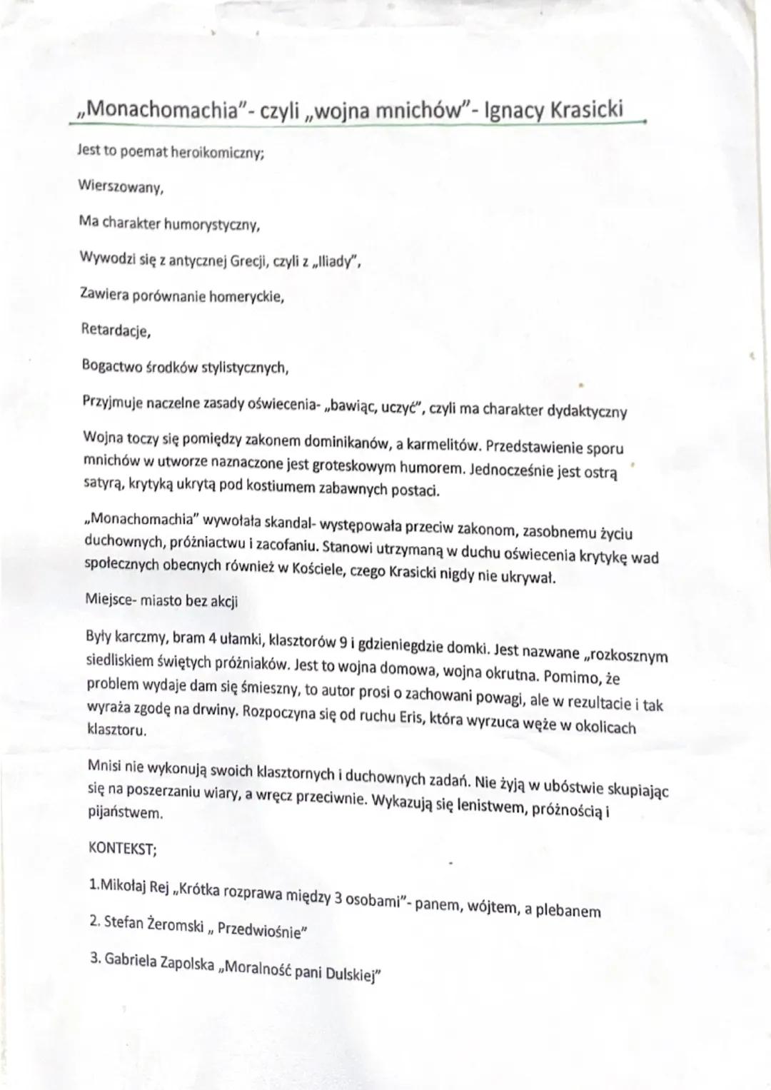 Ignacy Krasicki „Monachomachia” i „Antymonachomachia”