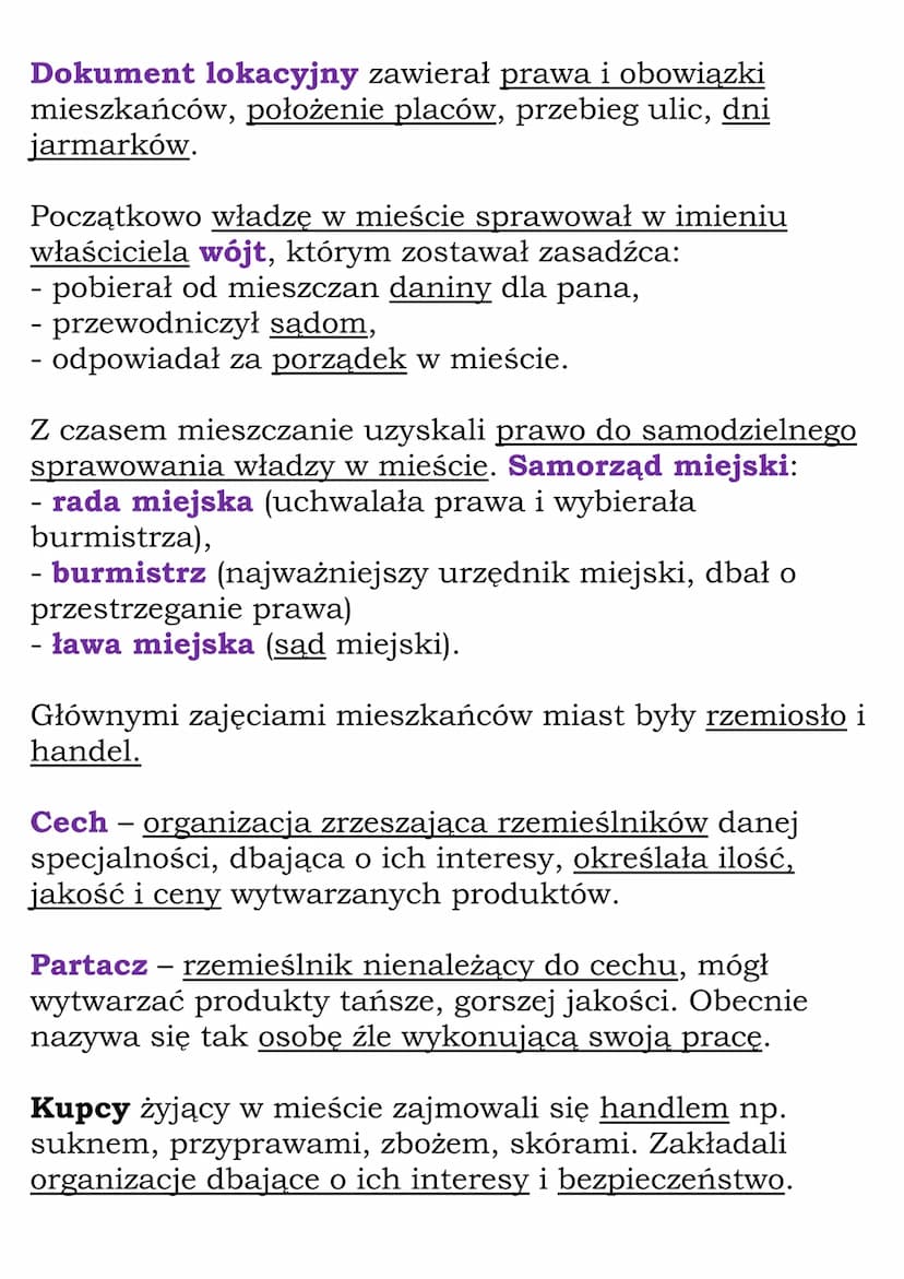 Średniowieczne miasto i
wieś
Gród - osada obronna wzniesiona w trudnym do
zdobycia miejscu
Rzemieślnik - osoba zajmująca się wytwarzaniem i

