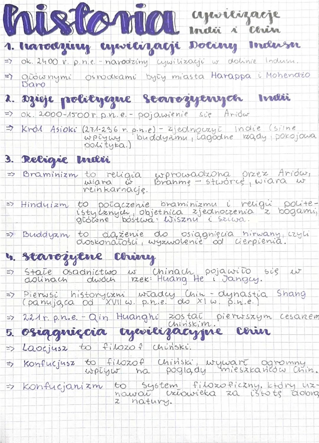 historia upwilizacj
Indii i Chin
1. harodziny cywilizacji Doliny Indusa
ok. 2400 v. p.n.e. - narodziny cywilizacji w
<=
=> głównymi
Daro
dol