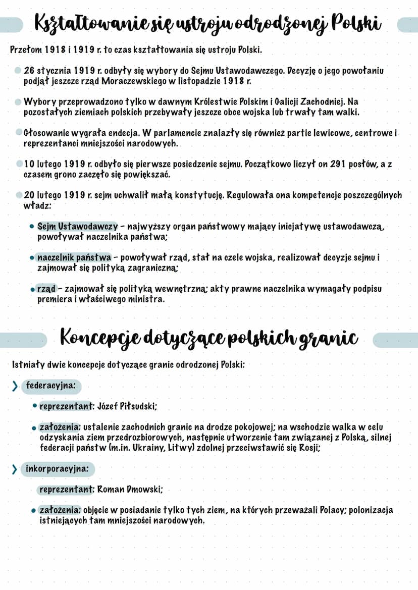 Odzyskanie niepodległości
przez Polskę
Odzyskanie niepodległości przez Polskę nastąpiło w 1918 r.
> Polskimi ośrodkami władzy były m.in. Tym