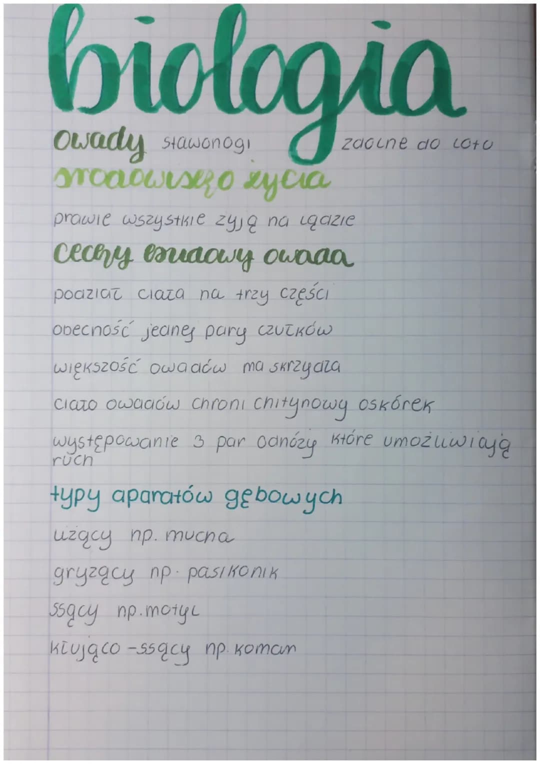 biologia
Owady stawonogi
srodowrsezo zycia
prawie wszystkie żyją na lądzie
Cechy esudowy owada
podział ciaza na trzy części
obecność jednej 