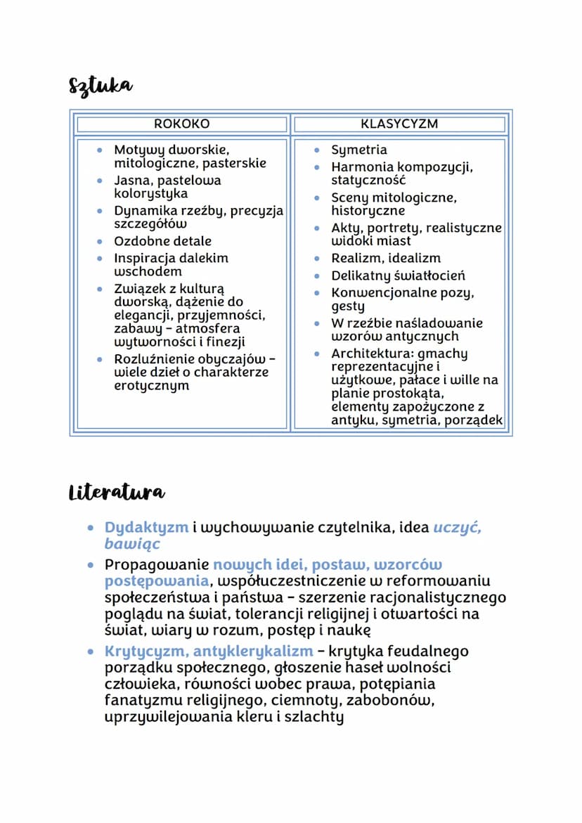 pojęcia kluczowe
Racjonalizm - prąd filozoficzny, etyczny i kulturowy
epoki, najważniejszym narzędziem poznania jest rozum,
konsekwencje rac