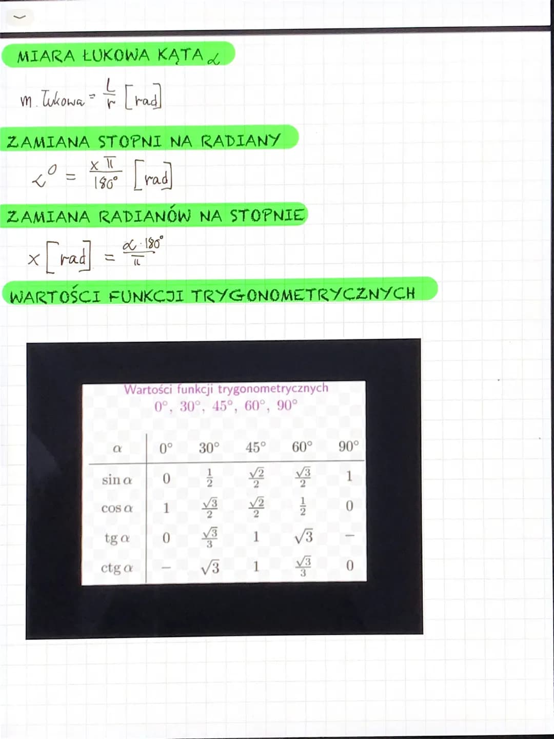 FUNKCJE TRYGONOMETRYCZNE
sind
cos2
PRZEDZIAŁY
a
||
& € (90°, 180°
(o, y so
sing
cos=
X
tg₁= +
ct ga
ĆWIARTEK
g <0
LE 180 270
хто, у
WOZRY NA