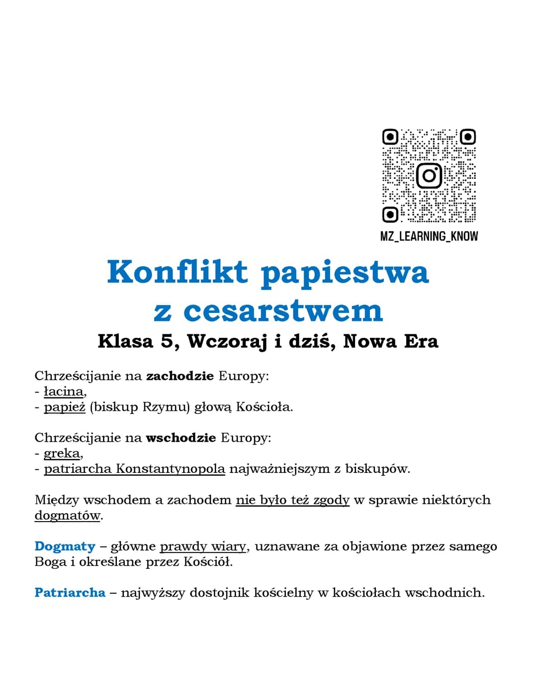 Konflikt papiestwa z cesarstwem Klasa 5, Wczoraj i dziś, Nowa Era