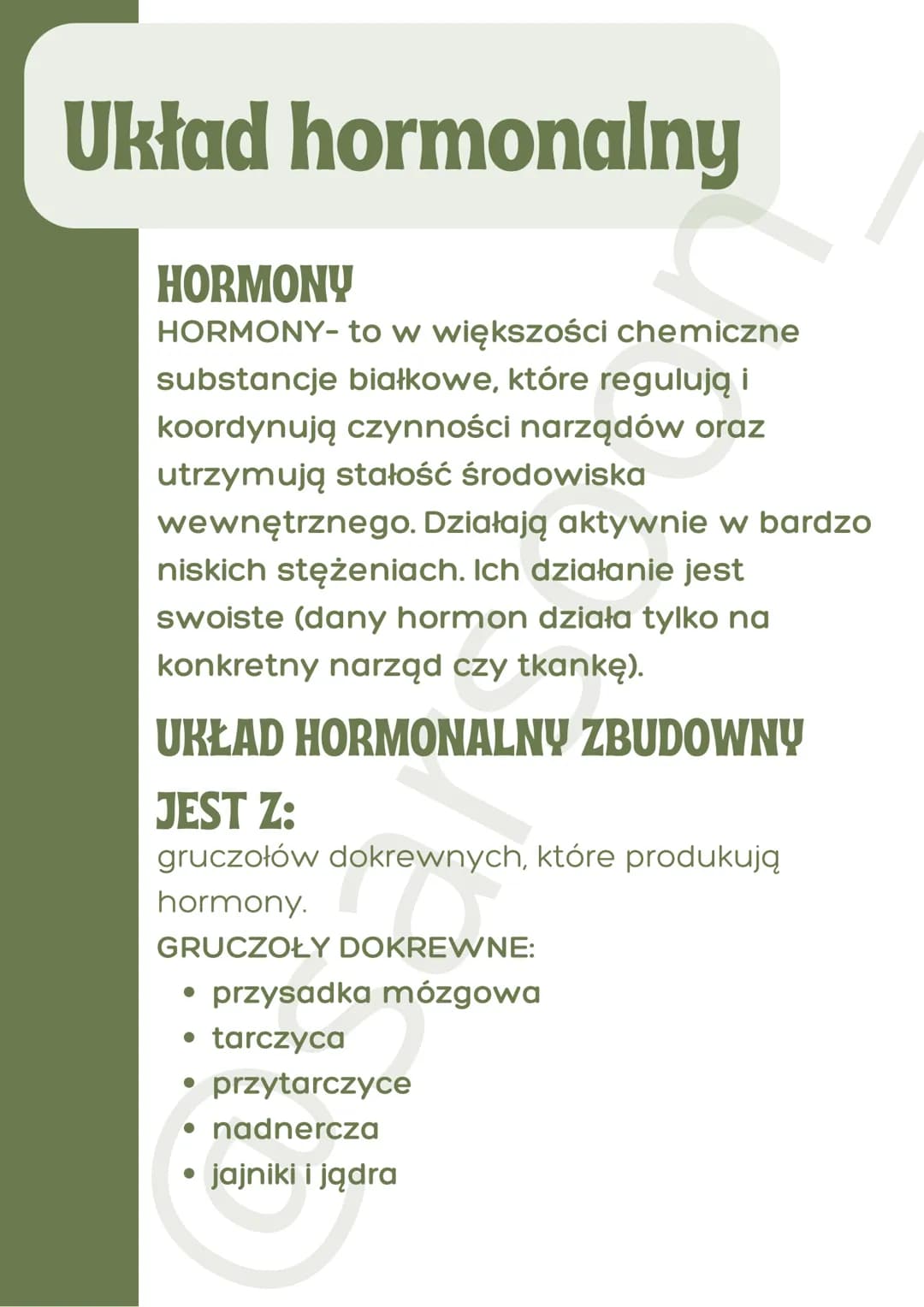Układ hormonalny
HORMONY
HORMONY- to w większości chemiczne
substancje białkowe, które regulują i
koordynują czynności narządów oraz
utrzymu