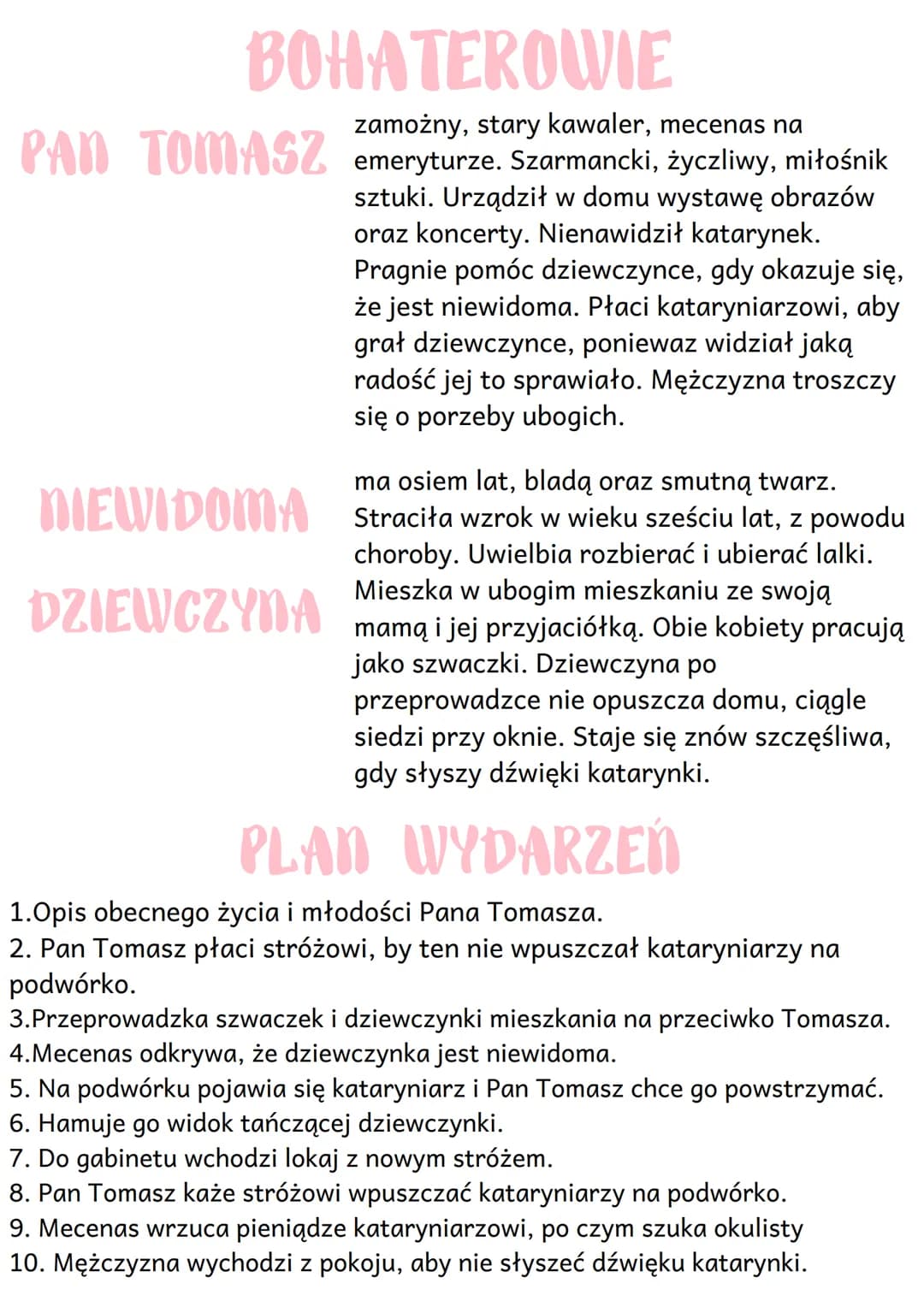 KATARYNKA
BOLESŁAW PRUS
LIETRACKI/GATUNEK epika/
nowela
RODZAJ
XIX w. mieszkanie
CZAS I MIEJSCE AKC) Pana Tomasza oraz
jego sąsiadek
GENEZA
