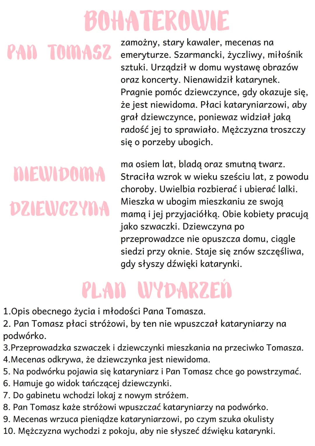 KATARYNKA
BOLESŁAW PRUS
LIETRACKI/GATUNEK epika/
nowela
RODZAJ
XIX w. mieszkanie
CZAS I MIEJSCE AKC) Pana Tomasza oraz
jego sąsiadek
GENEZA
