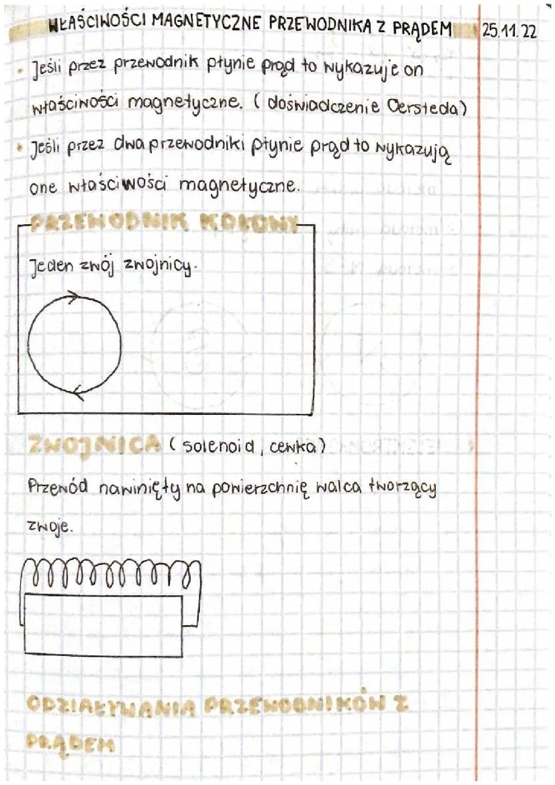 właściwości magnetyczne przewodnika z prądem