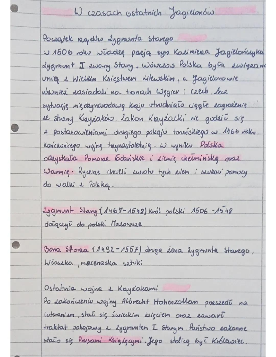 Historia Polski w czasach ostatnich Jagiellonów