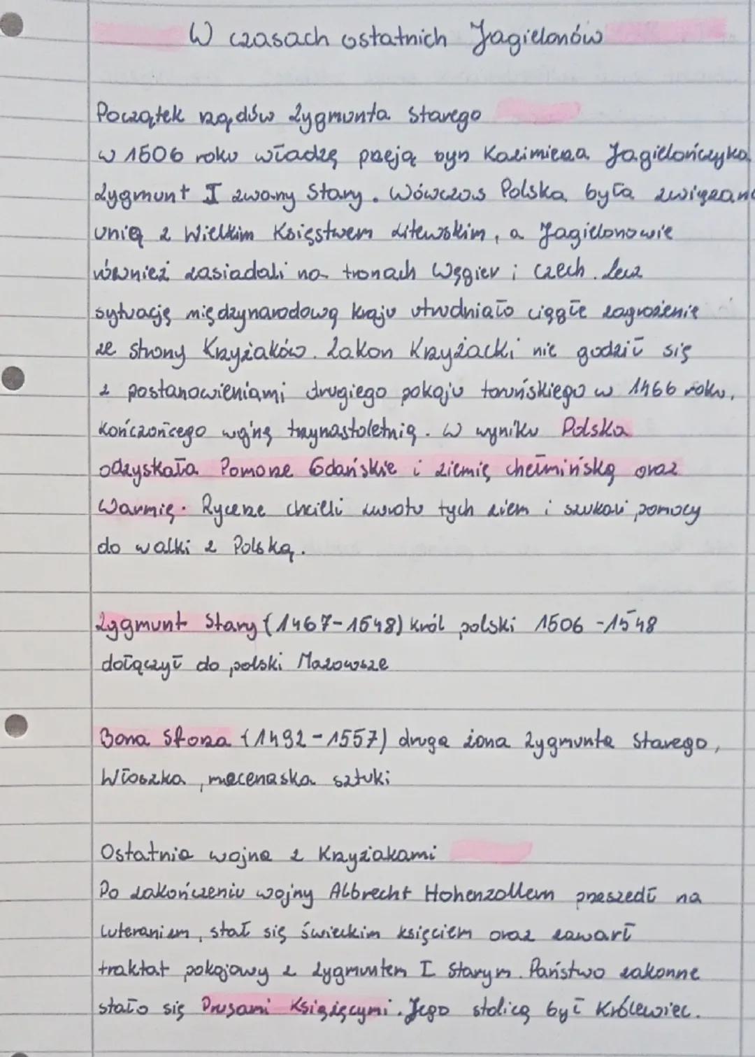 W czasach ostatnich Jagielonów.
Początek nodów Zygmunta. Starego
w 1506 roku władzę przeją byn Kazimiera Jagielończyko
Zygmunt I awony Stary