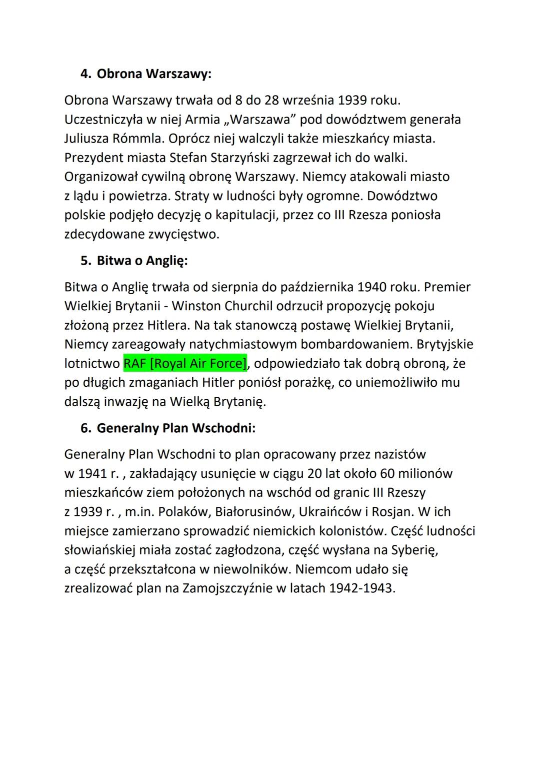 "II wojna światowa"
1. Daty:
01.09.1939 r. - III Rzesza atakuje Polskę (wubuch II wojny
światowej)
17.09.1939 r. - ZSRS atakuje Polskę
22.06