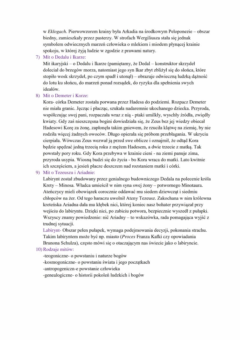 Mitologia
1) Mit o Prometeuszu:
Prometeusz był sobie tytanem i ulepił człowieka z gliny i łez, dusze mu dał z rydwanu
słońca, potem nauczył 