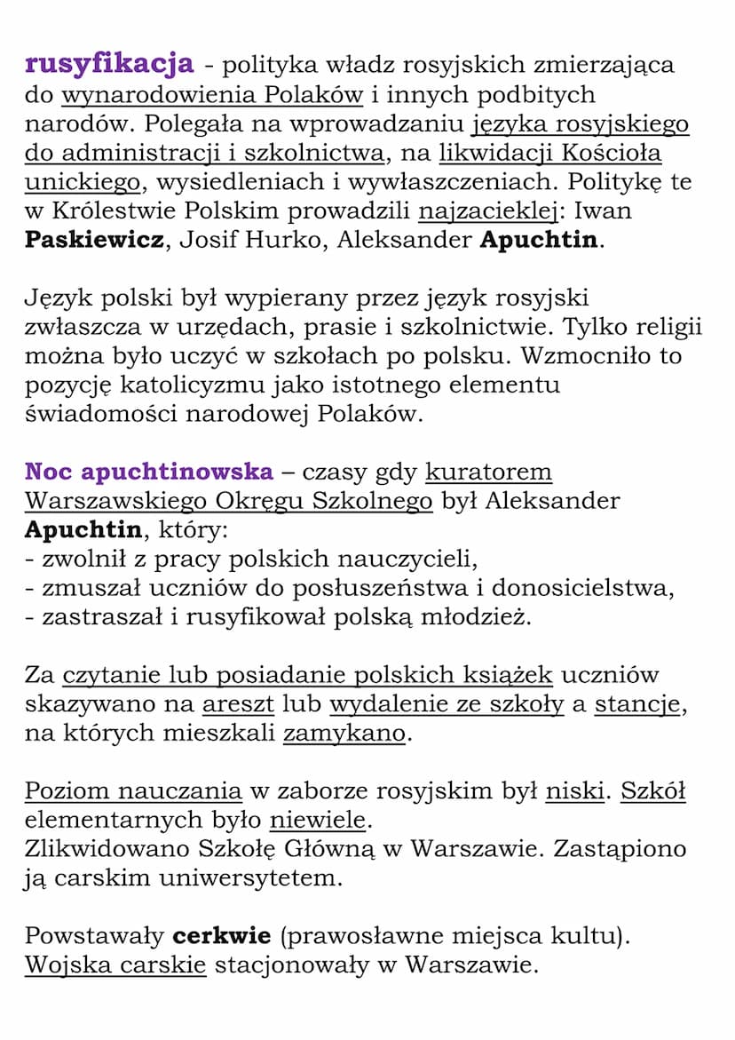 Walka o polskość w
zaborze rosyjskim
Po powstaniu styczniowym tożsamość narodowa
Polaków była podtrzymywana dzięki wspólnemu
językowi, kultu