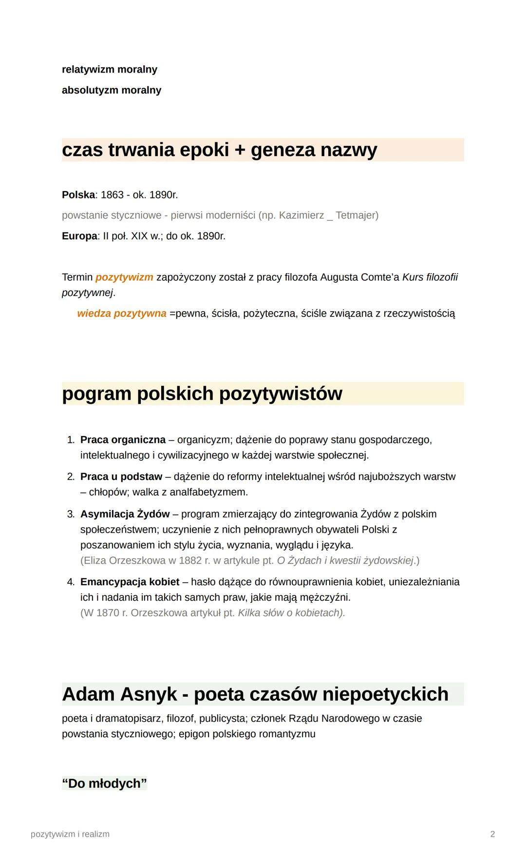 pozytywizm i realizm
pojęcia
scjentyzm - przekonanie, że do wiedzy o świecie prowadzi tylko wiedza i nauka (Henry
Thomas Buckle).
utylitaryz