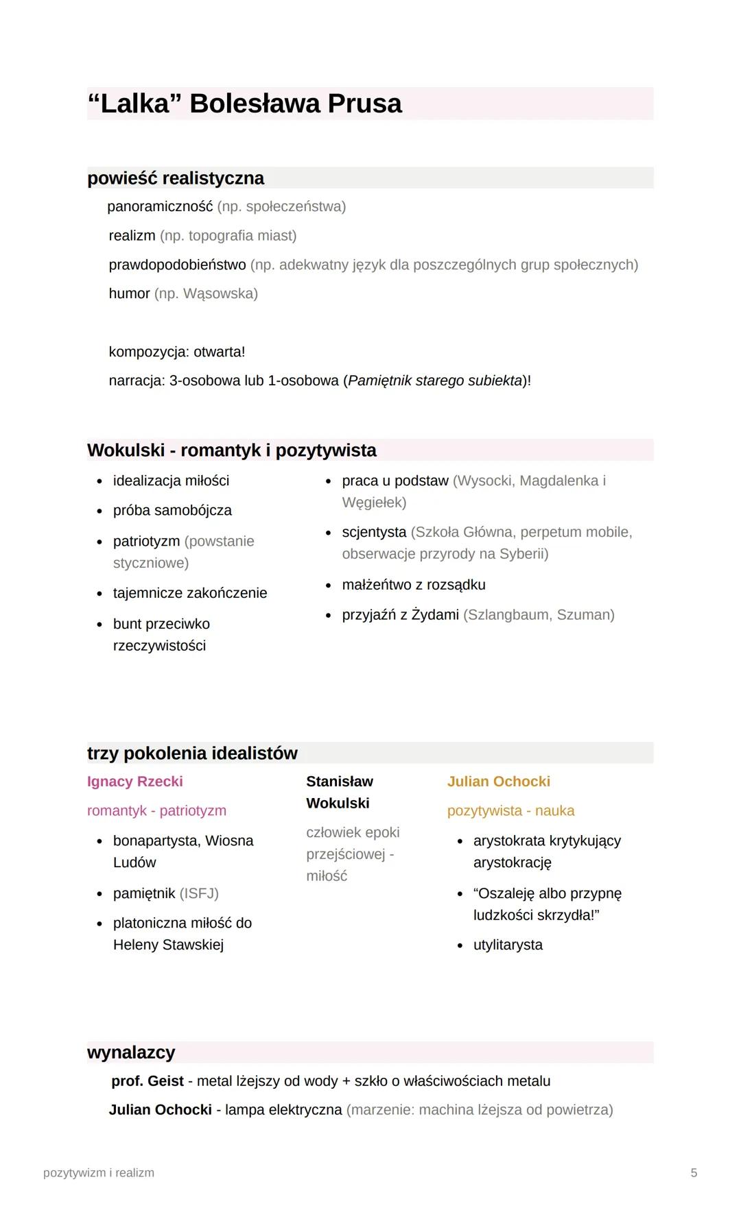 pozytywizm i realizm
pojęcia
scjentyzm - przekonanie, że do wiedzy o świecie prowadzi tylko wiedza i nauka (Henry
Thomas Buckle).
utylitaryz