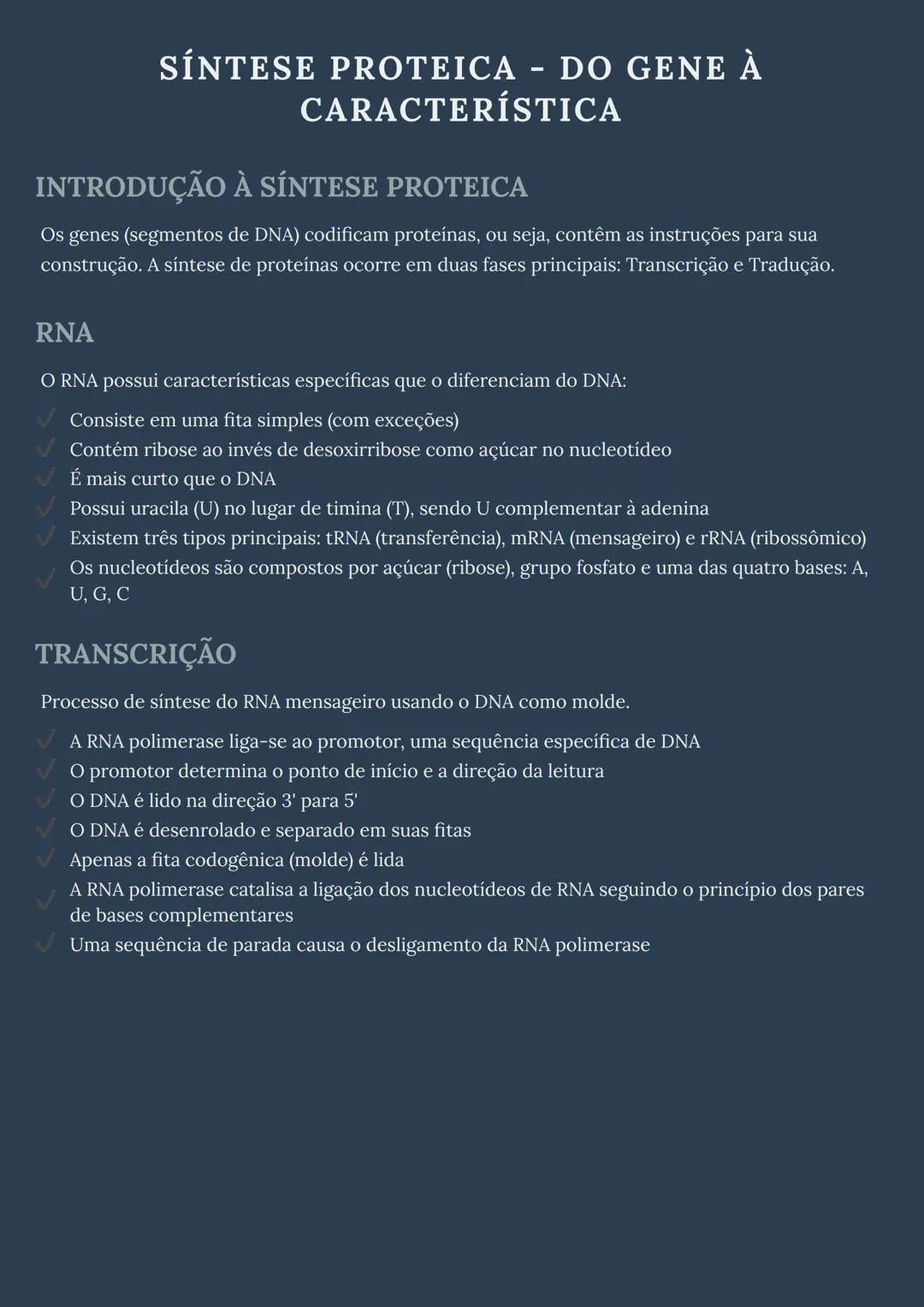 # SÍNTESE PROTEICA - DO GENE À
CARACTERÍSTICA

INTRODUÇÃO À SÍNTESE PROTEICA

Os genes (segmentos de DNA) codificam proteínas, ou seja, cont