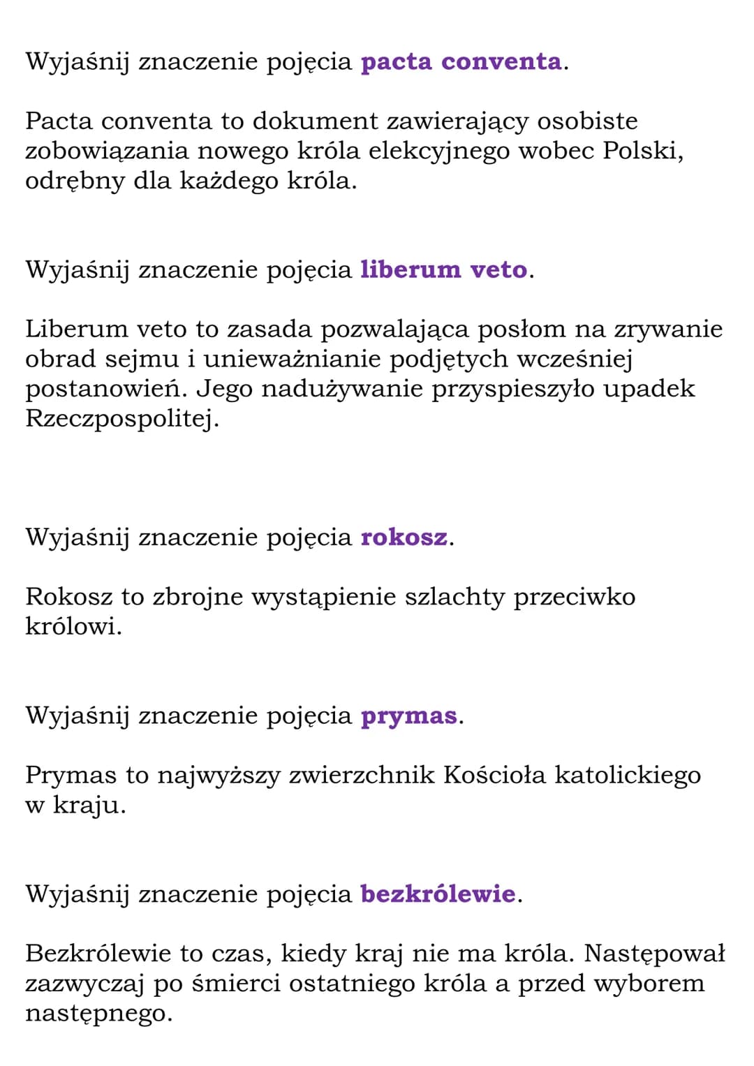 Elekcja
(Dział: Czasy królów elekcyjnych)
Fiszki
Wyjaśnij znaczenie pojęcia wolna elekcja.
Wolna elekcja to wybór króla na sejmie elekcyjnym