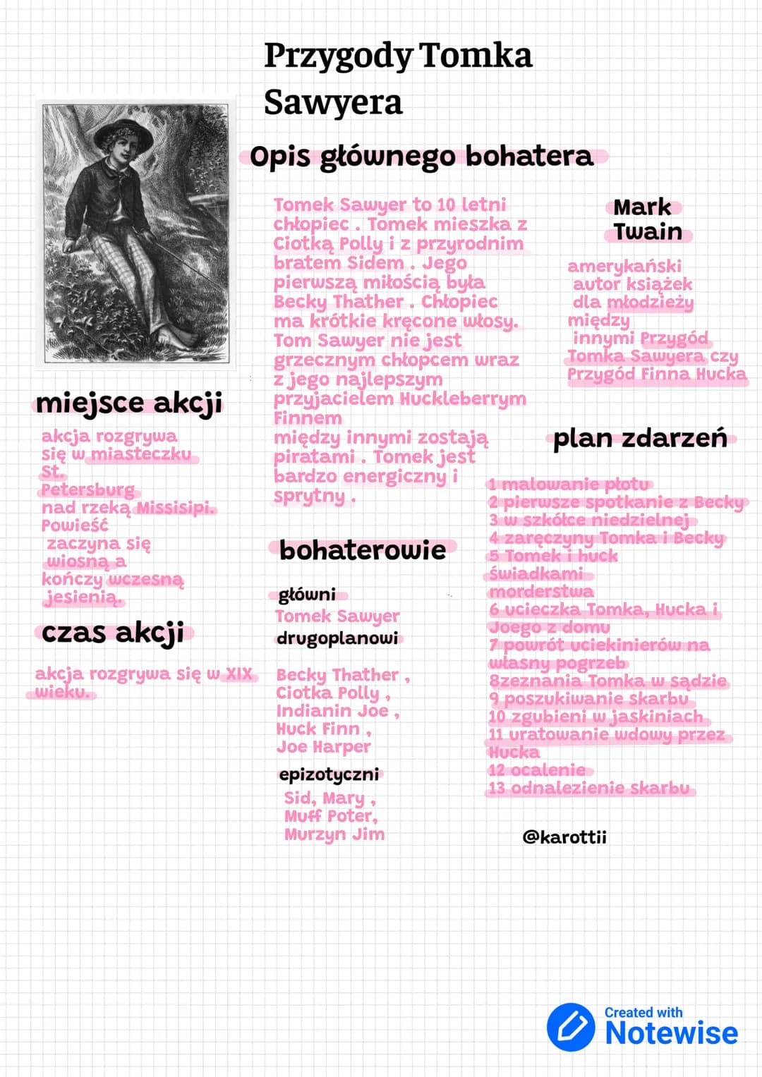 miejsce akcji
akcja rozgrywa
się w miasteczku
St.
Petersburg
nad rzeką Missisipi.
Powieść
zaczyna się
wiosną a
kończy wczesną
jesienią.
czas