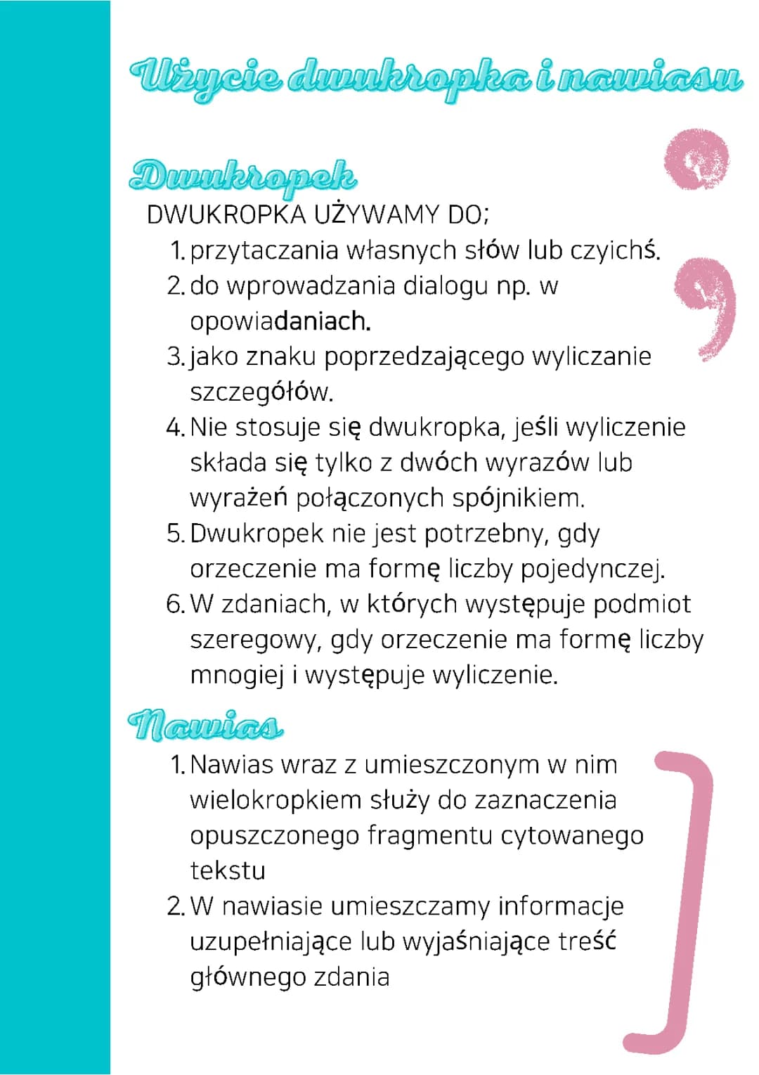 Zasady pisowni i użycia: dwukropek i nawiasy