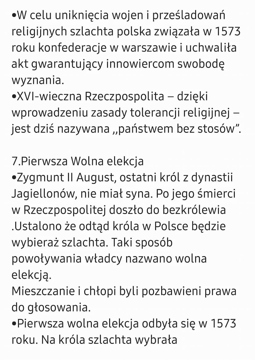 W Rzeczpospolitej szlacheckiej
1.Demokracja szlachecka
• Szlachta to potomkowie rycerstwa, które
pod koniec XV wieku zajęło się
zarządzaniem