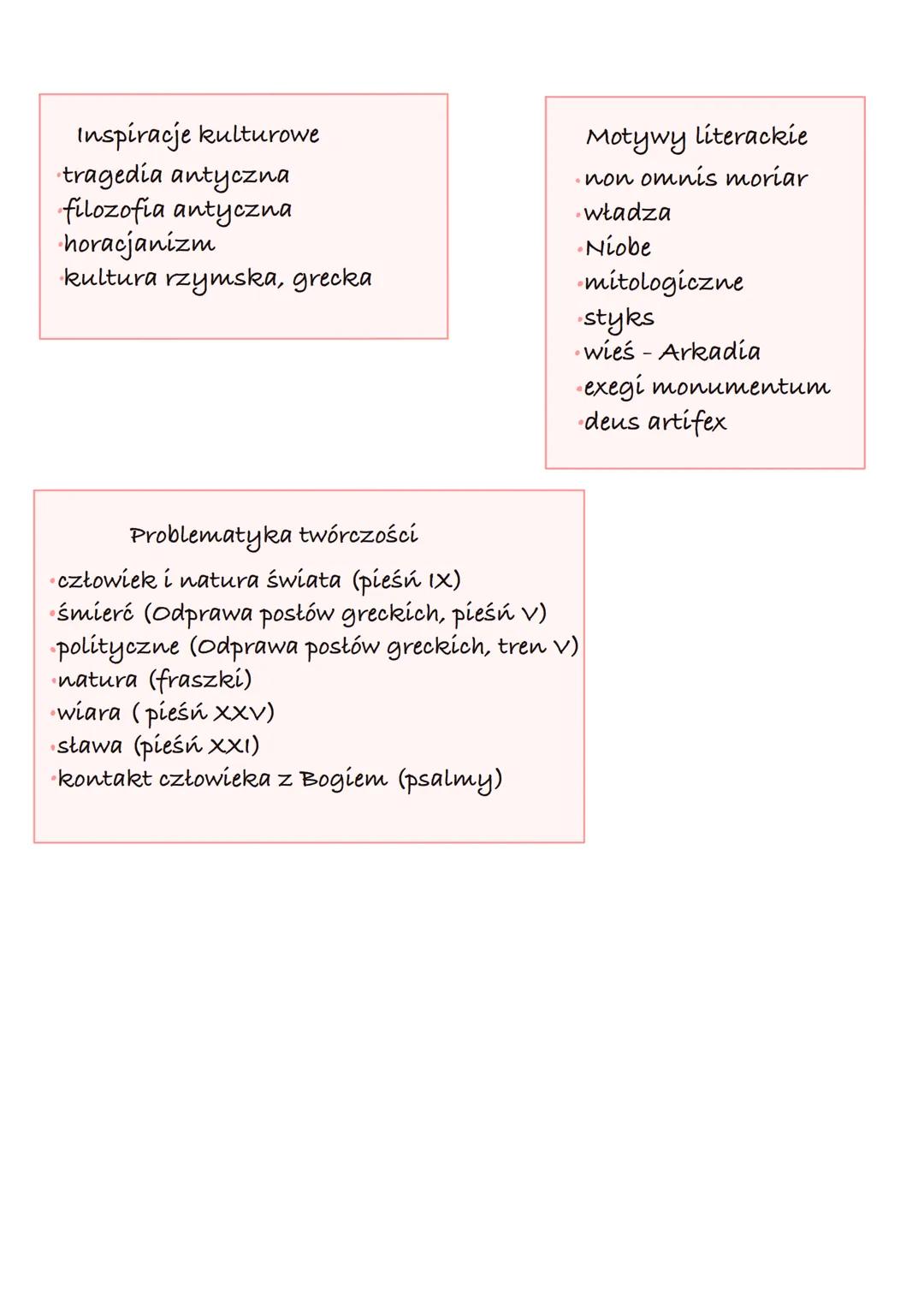 Rochanowski
ССС С СС GG С
poeta doctus
treny, fraszki, pieśni
klasyk renesansu
antyk
Był Wykształcony w humanitas czyli retoryce i
literatur