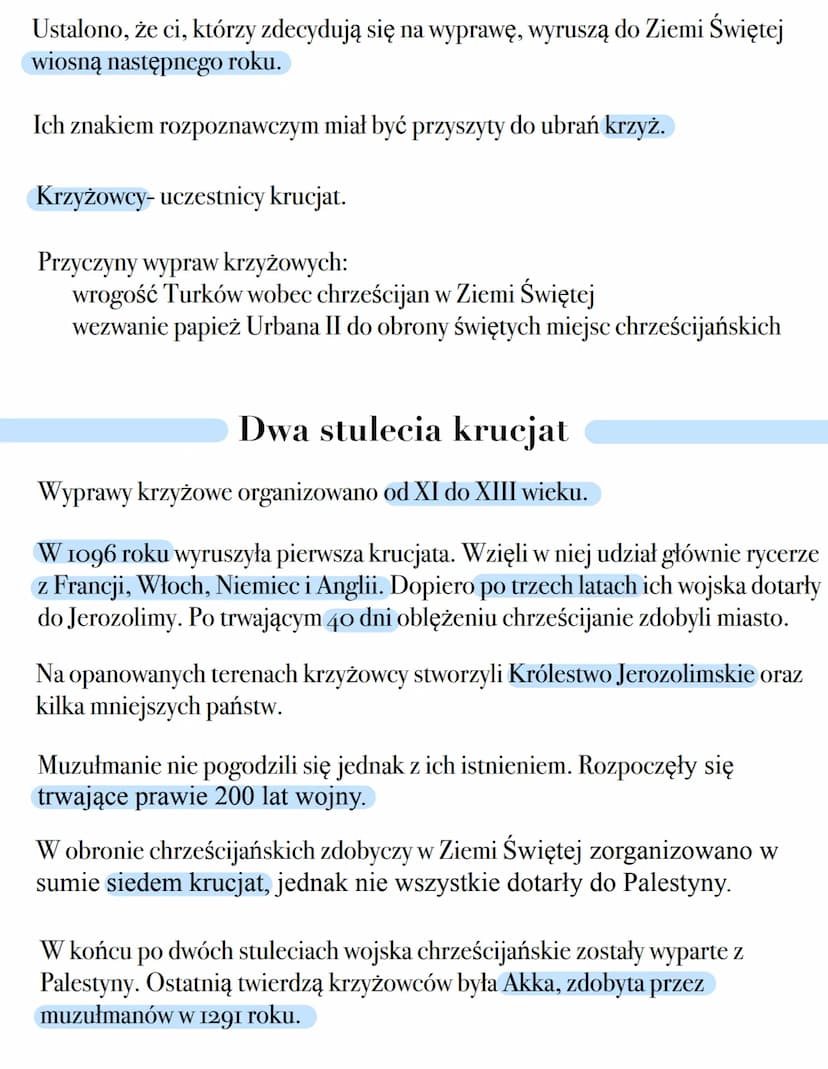 Wyprawy krzyżowe
Ziemia Święta w średniowieczu
Palestyna jest nazywana przez chrześcijan Ziemią Świętą, ponieważ są
tam miejsca związane z ż