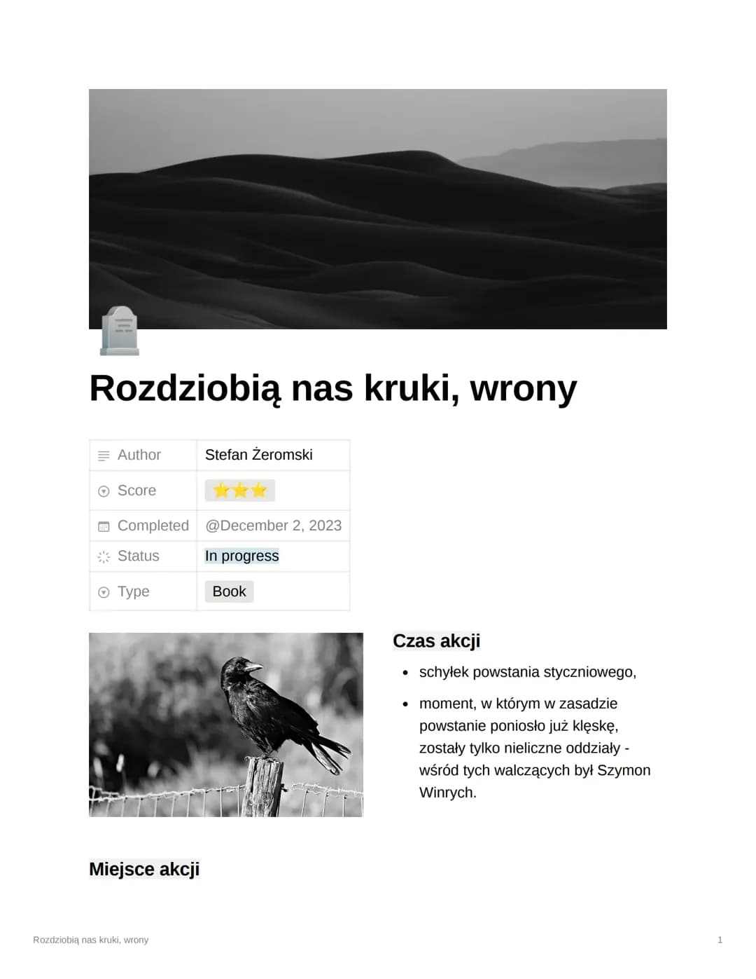 "Rozdziobią nas kruki, wrony" Stefan Żeromski