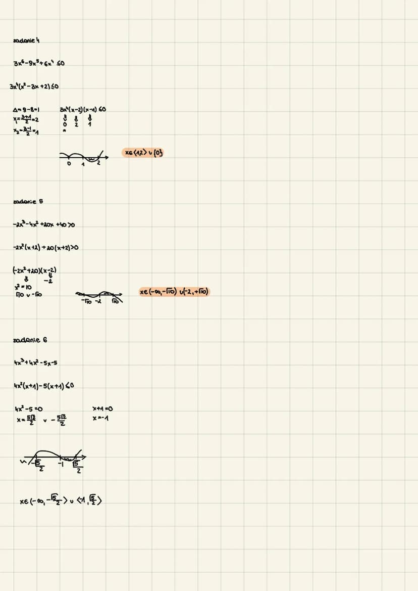 zadanie 7
1x³-81=x²+2x+4
1x³-81-x²-2x-4x0
1 x ³-8>0
x³-8-x²-2x-4-0
x-x²-2x-12 =0
W(3)=0
11-11-21-42
12
3 6
311 24 O
2°) x³-8 <0
X€ (-0,2)
-x