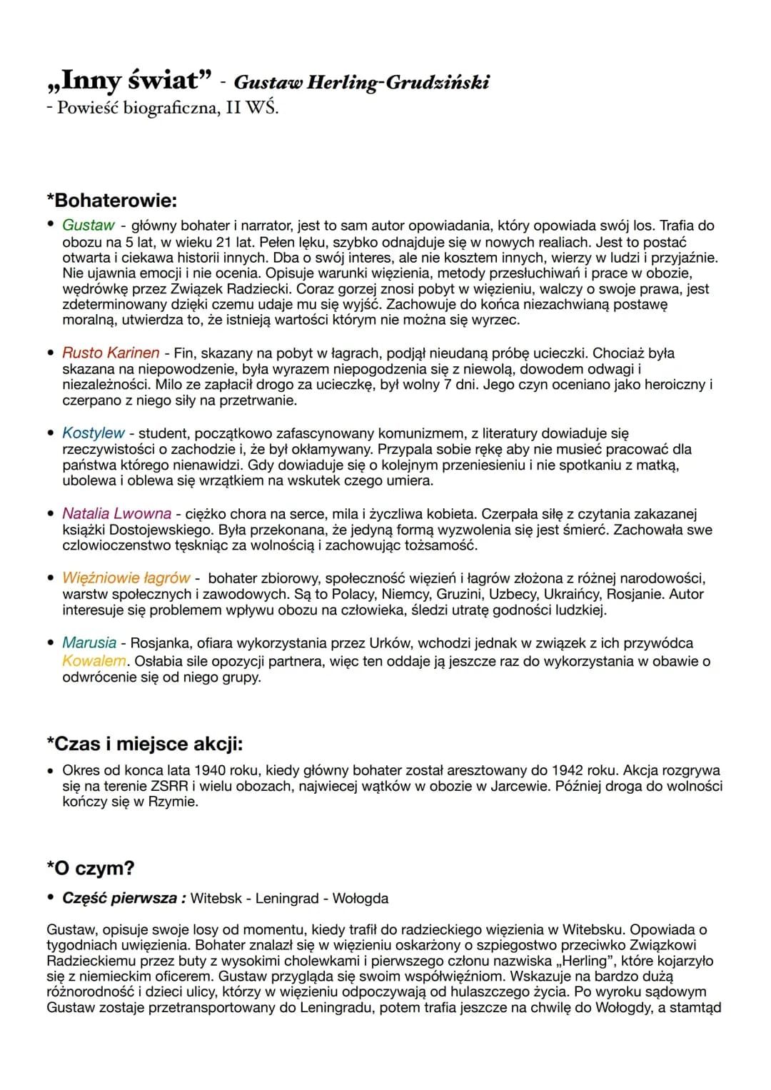 Przypomnienie maturalne 📖 - "Inny świat" Gustaw Herling-Grudziński 