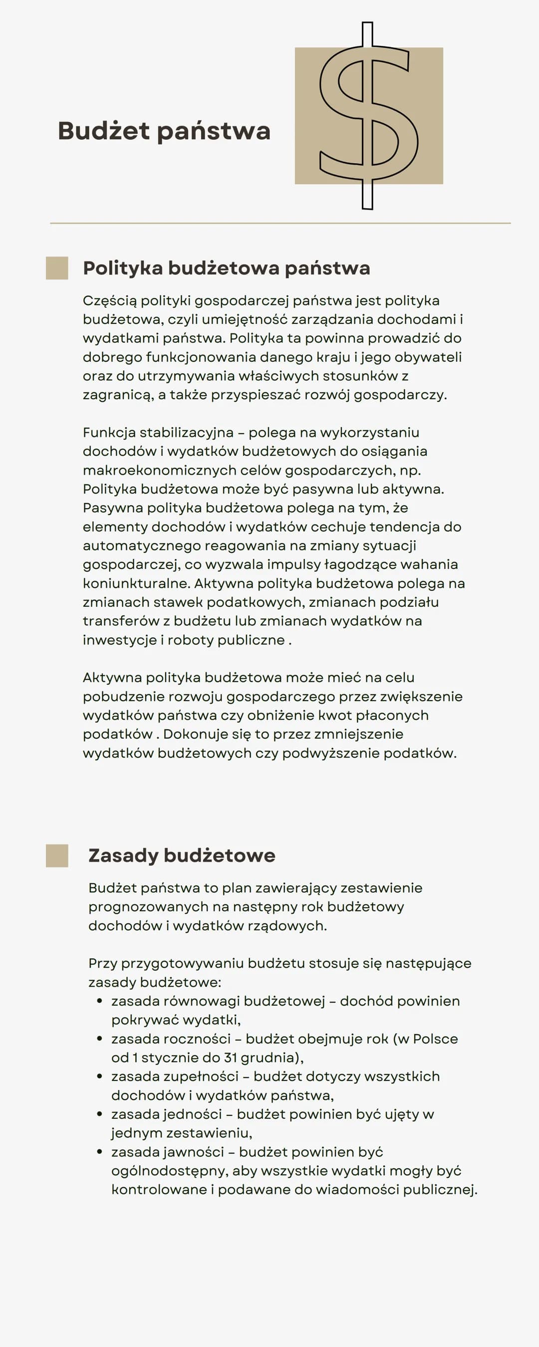 Budżet państwa
$
Polityka budżetowa państwa
Częścią polityki gospodarczej państwa jest polityka
budżetowa, czyli umiejętność zarządzania doc