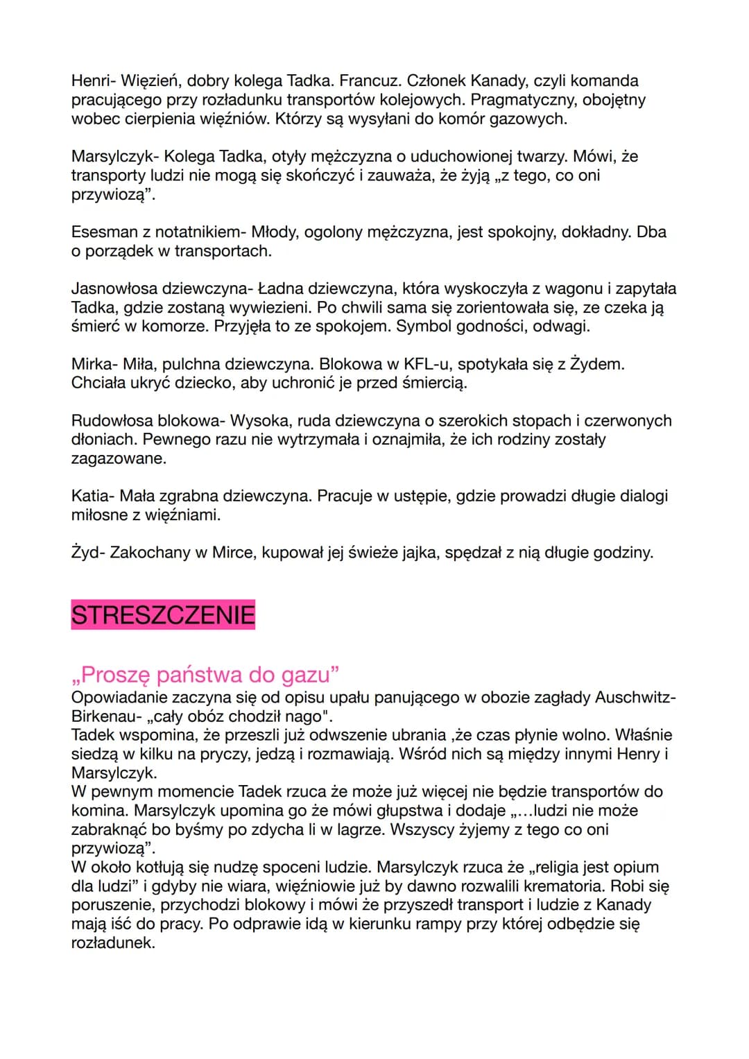 Tadeusz Borowski
1. O co chodzi? (Idea)
Opowiadania T. Borowskiego opisują rzeczywistość nazistowskich obozów
zagłady i ich destrukcyjny wpł