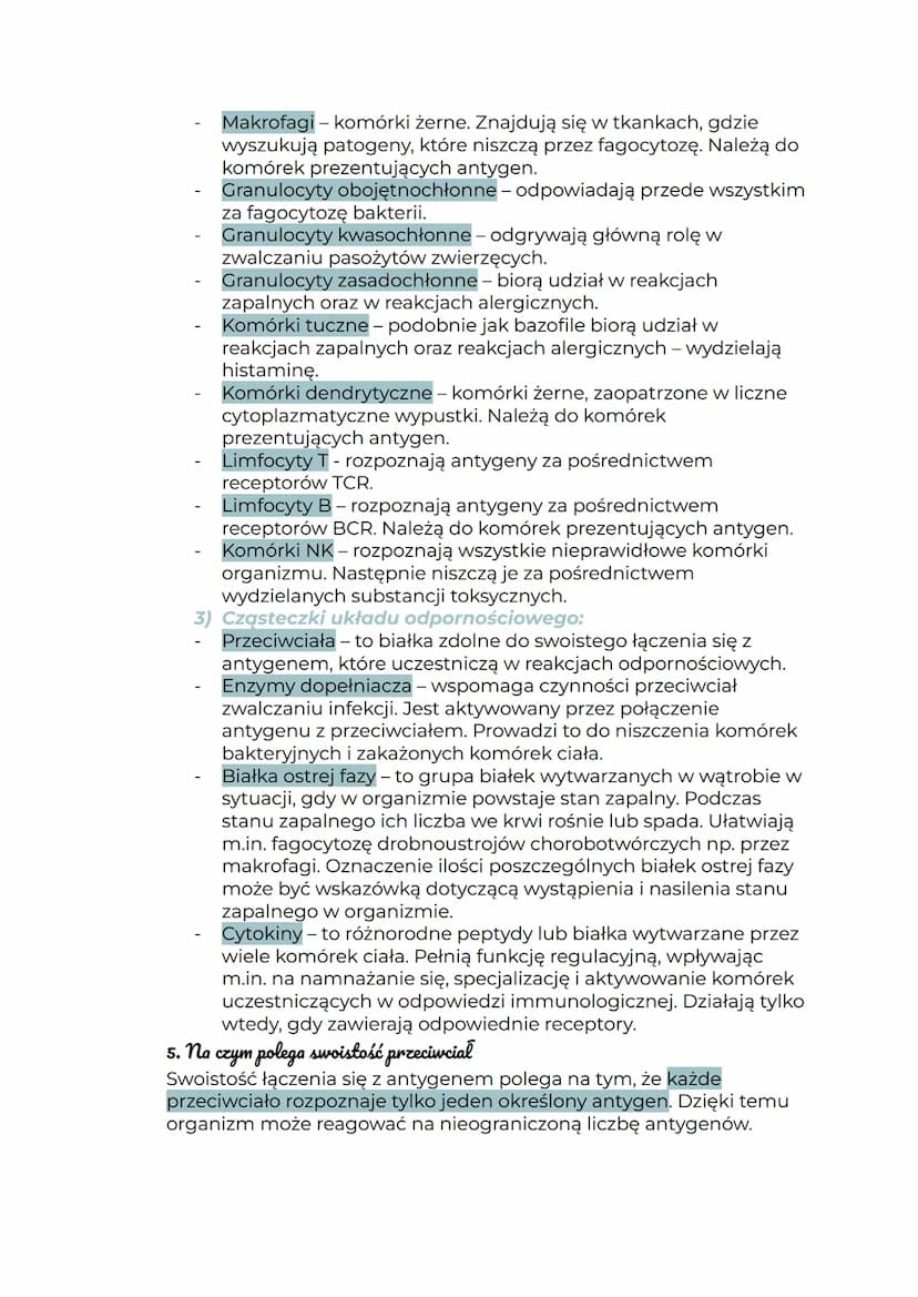 Budowa i funkcje ukladu
odpornościowego
1. Pojęcie antygenu
To specyficzna cząsteczki chemiczne, które mają zdolność
wywoływania reakcji odp