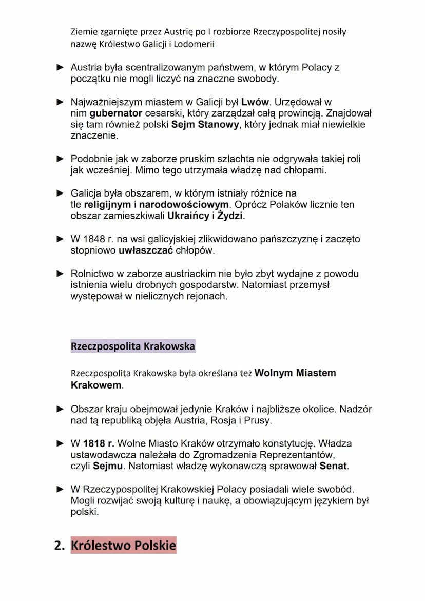 Ziemie Polskie w pierwszej połowie XIX stulecia
1. System Wiedeński na ziemiach Polski
Nowy podział ziem Polskich
Ziemie polskie w latach 18