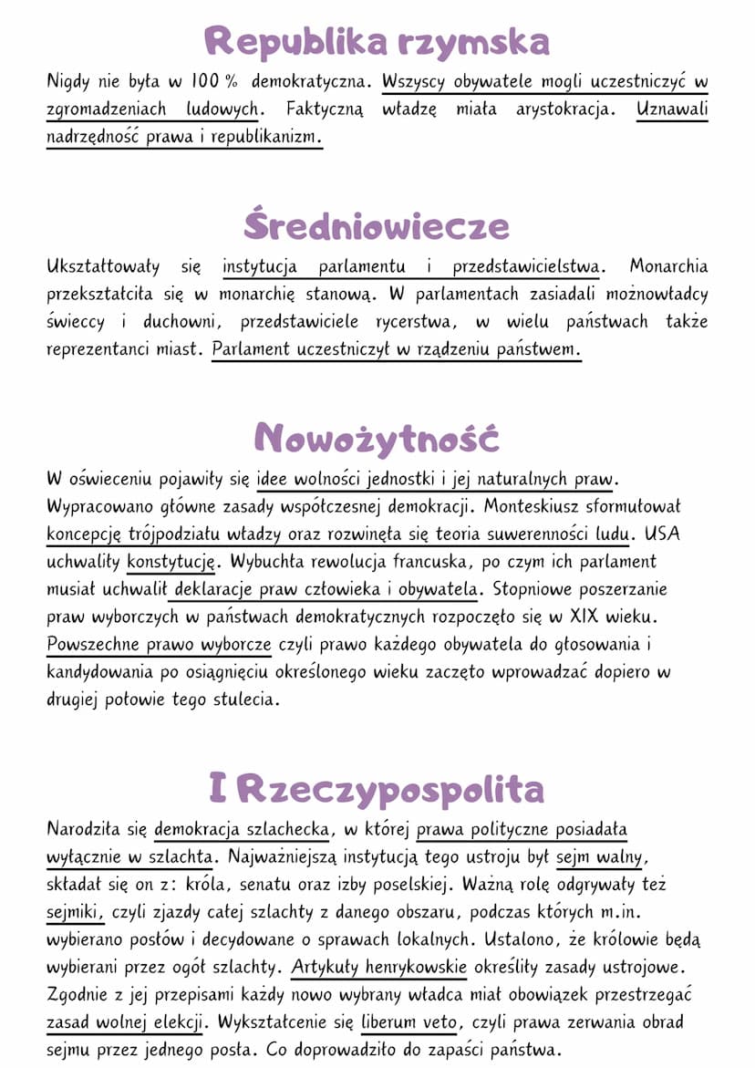 DEMOKRACJA
(z greckiego rządy ludu, ludowładztwo) - ustrój polityczny, w którym obywatele mają
prawnie zapewniony udział w sprawowaniu władz