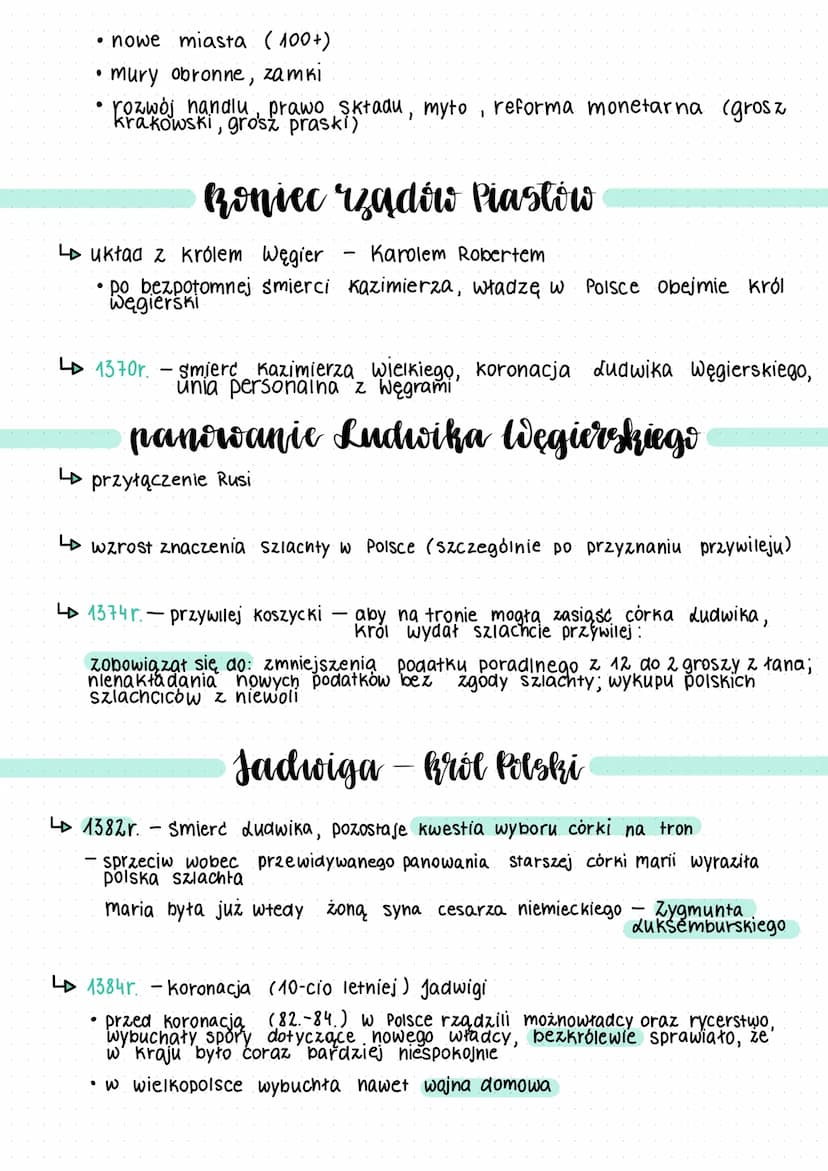 ac Andegauentio
de Jagiellinew
41333r. Koronacja
Polska za Razimierza M wielkiego
↳ mistrz rozwiązań dyplomatycznych:
przedłużenie pokoju z 