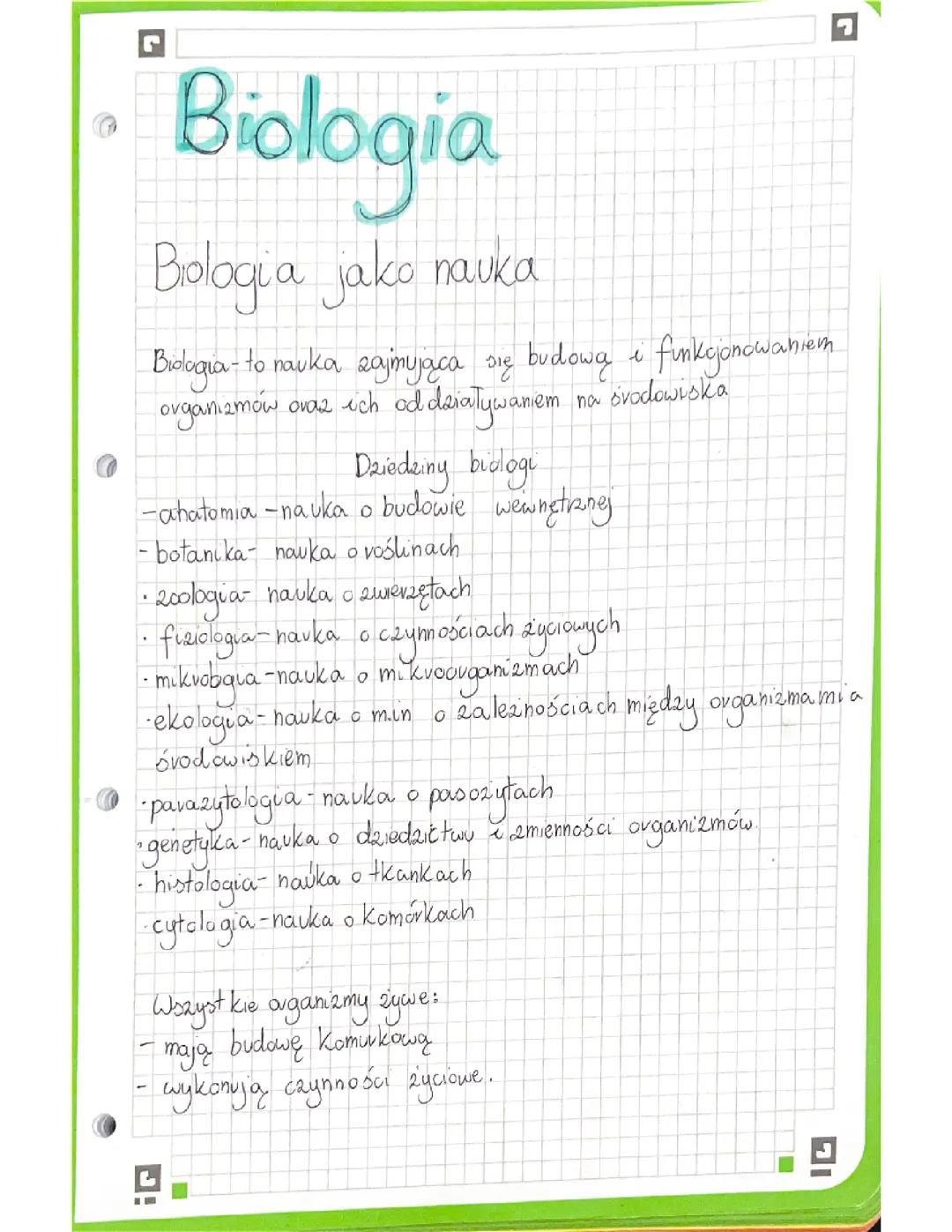 Biologia jako nauka klasa 5