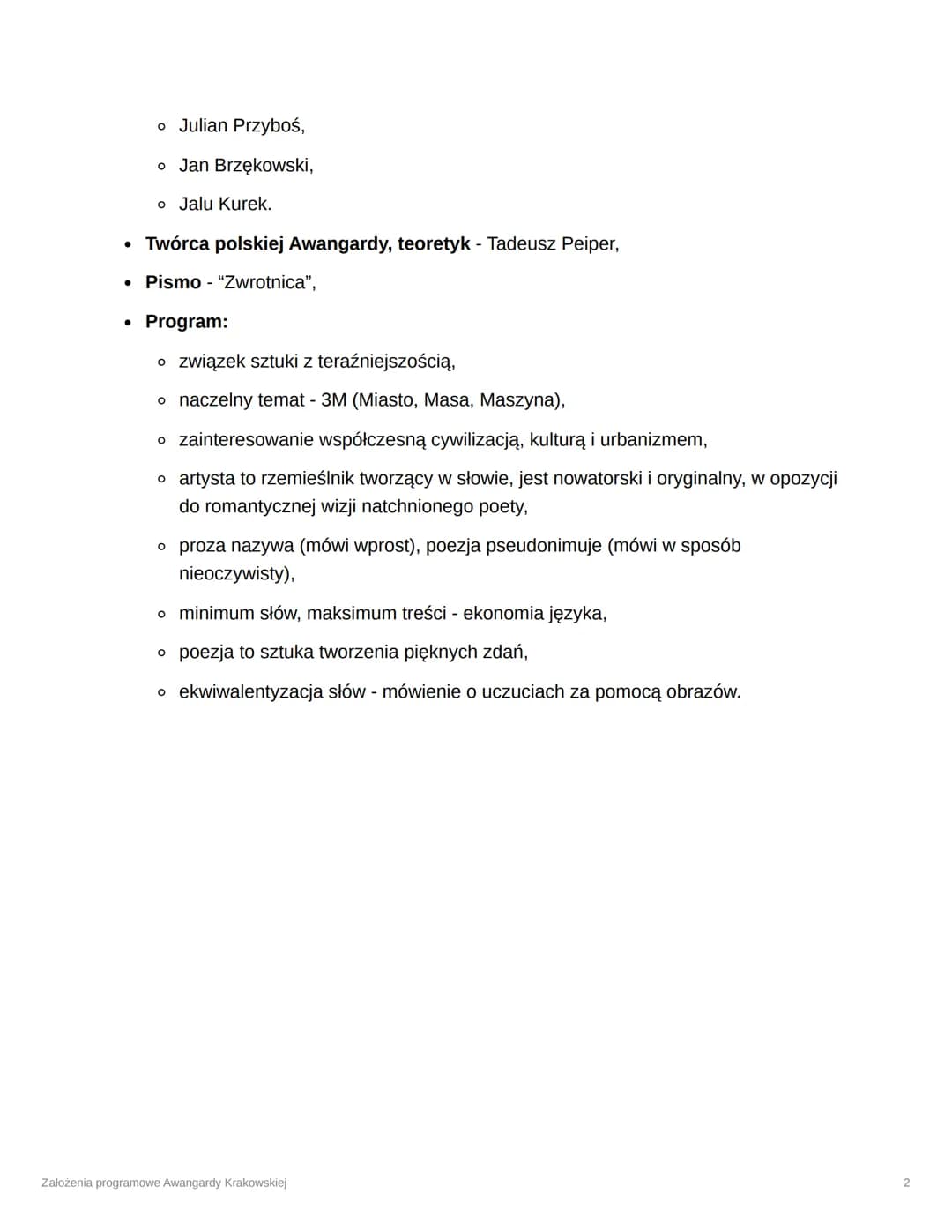 Założenia programowe
Awangardy Krakowskiej
Ⓒ Type
Reviewed
3 klasa
Tadeusz Peiper - "papież polskiej Awangardy", autor tekstu "Miasto. Masa.