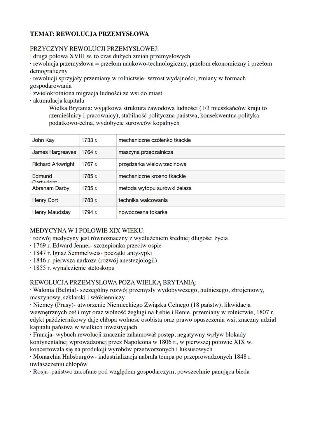 TEMAT: REWOLUCJA PRZEMYSŁOWA
PRZYCZYNY REWOLUCJI PRZEMYSŁOWEJ:
. druga połowa XVIII w. to czas dużych zmian przemysłowych
• rewolucja przemy