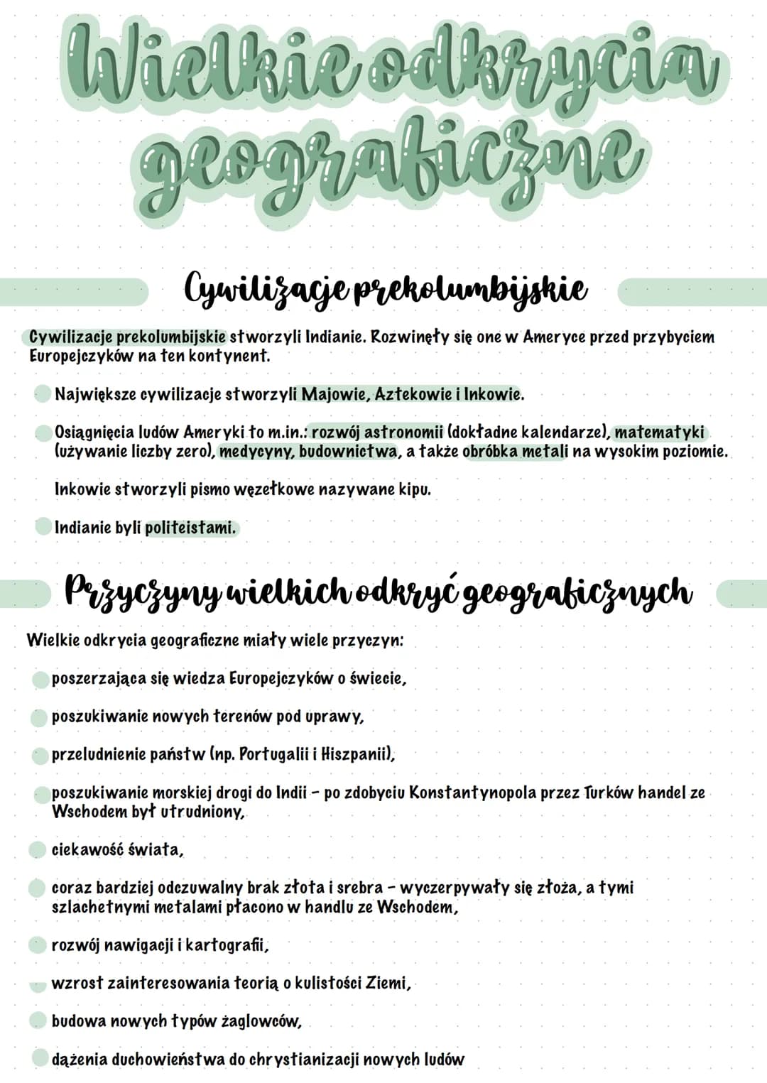 Wielkie odkrycia
geograficzne
Cywilizacje prekolumbijskie
Cywilizacje prekolumbijskie stworzyli Indianie. Rozwinęły się one w Ameryce przed 