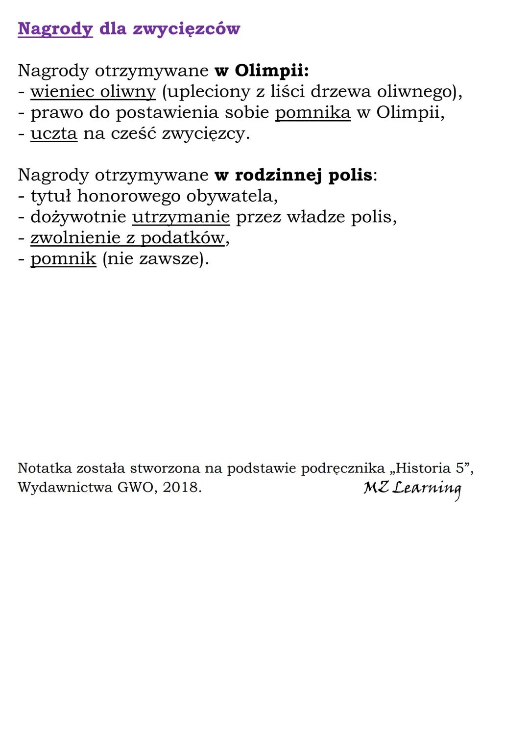 # Na olimpijskim stadionie
KL 5, GWO

Sport w antycznej Grecji miał pomagać w kształtowaniu:
- pięknego ciała,
- dzielnego ducha,
- umiejętn