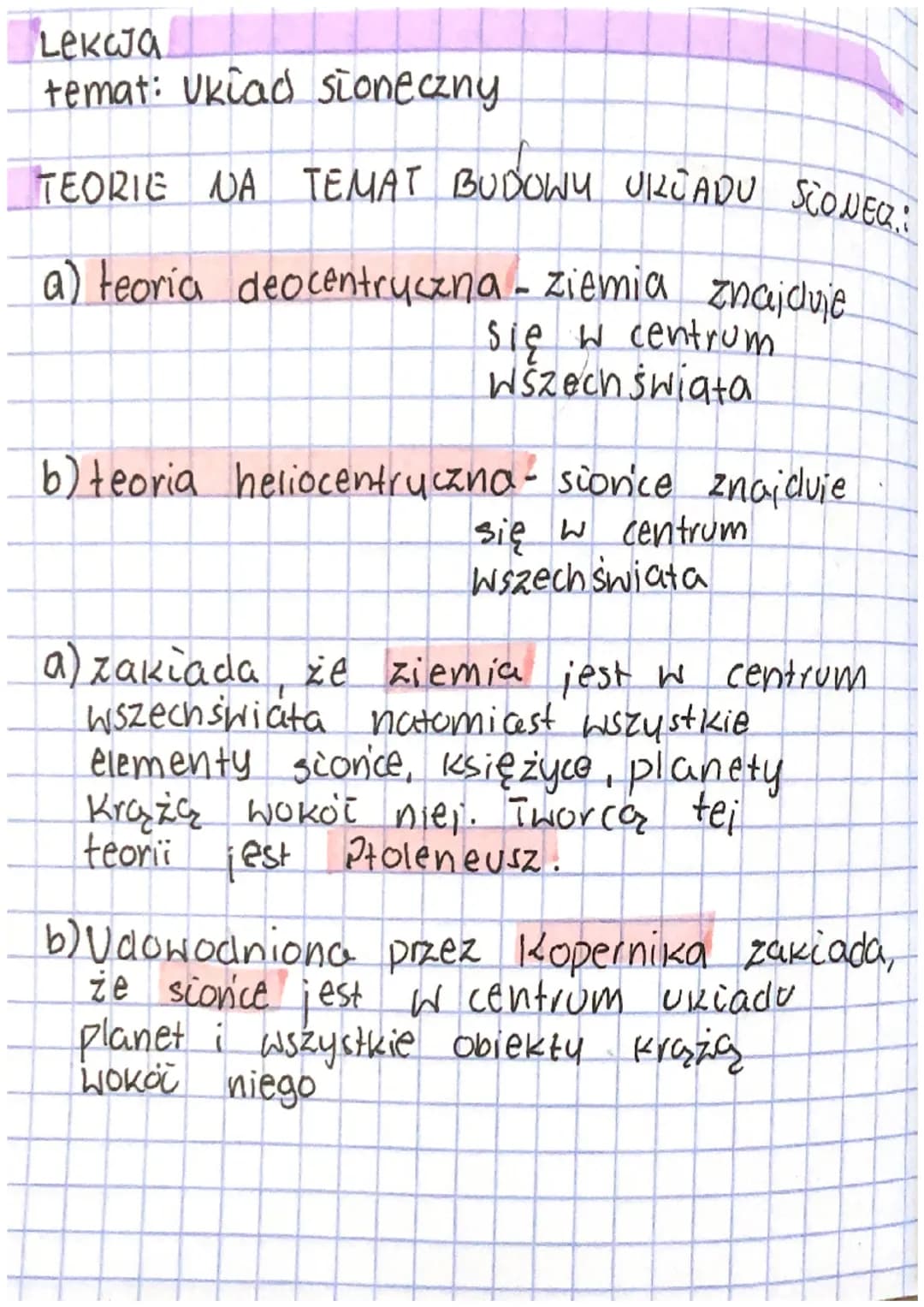Lekaja
temat: Ukiad słoneczny
TEORIE NA TEMAT BUDOWY URCADU SCONER.
a) teoria deocentryczna - ziemia znajduje.
się w centrum.
Wszechświata
b