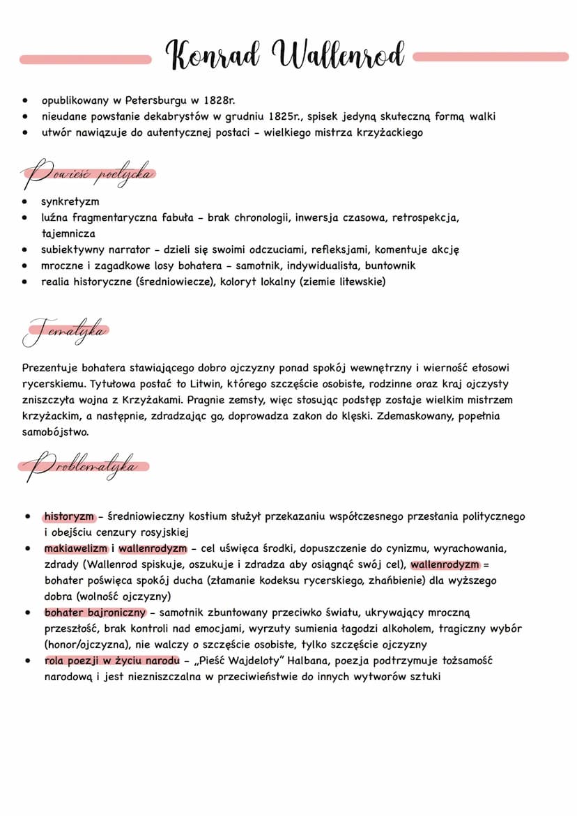Romantyzm
F, celozofia
●
HEGLIZM
Literatura
Dzieło jako efekt natchnienia i
nieskrępowanej wyobraźni autora -
odrzucanie klasycystycznych re