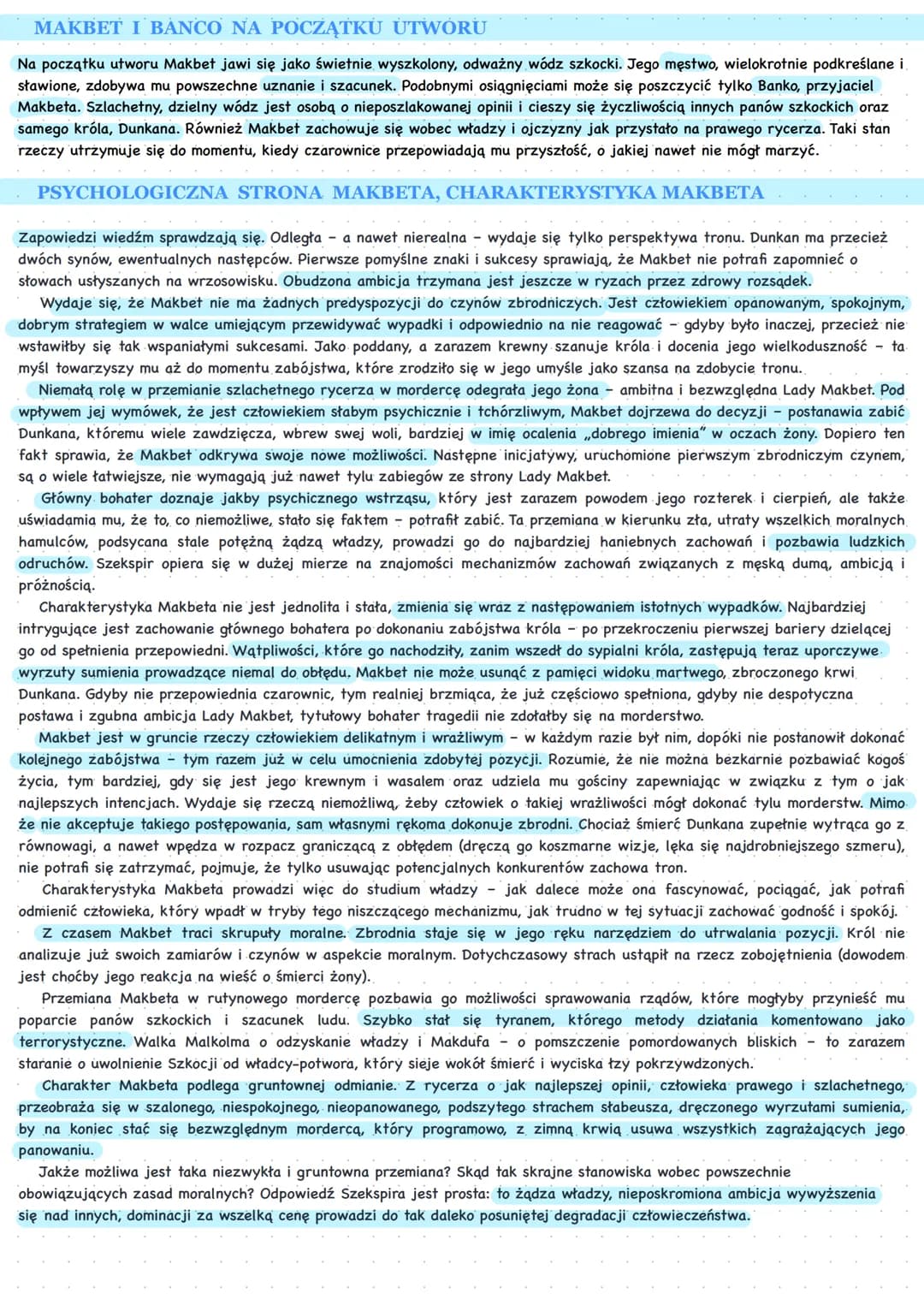 ELEMENTY ŚWIATA PRZEDSTAWIONEGO
Elementy świata przedstawionego
• czas akcji: XI w.
• miejsce wydarzeń: Szkocja (scena 3 aktu IV w Anglii) (