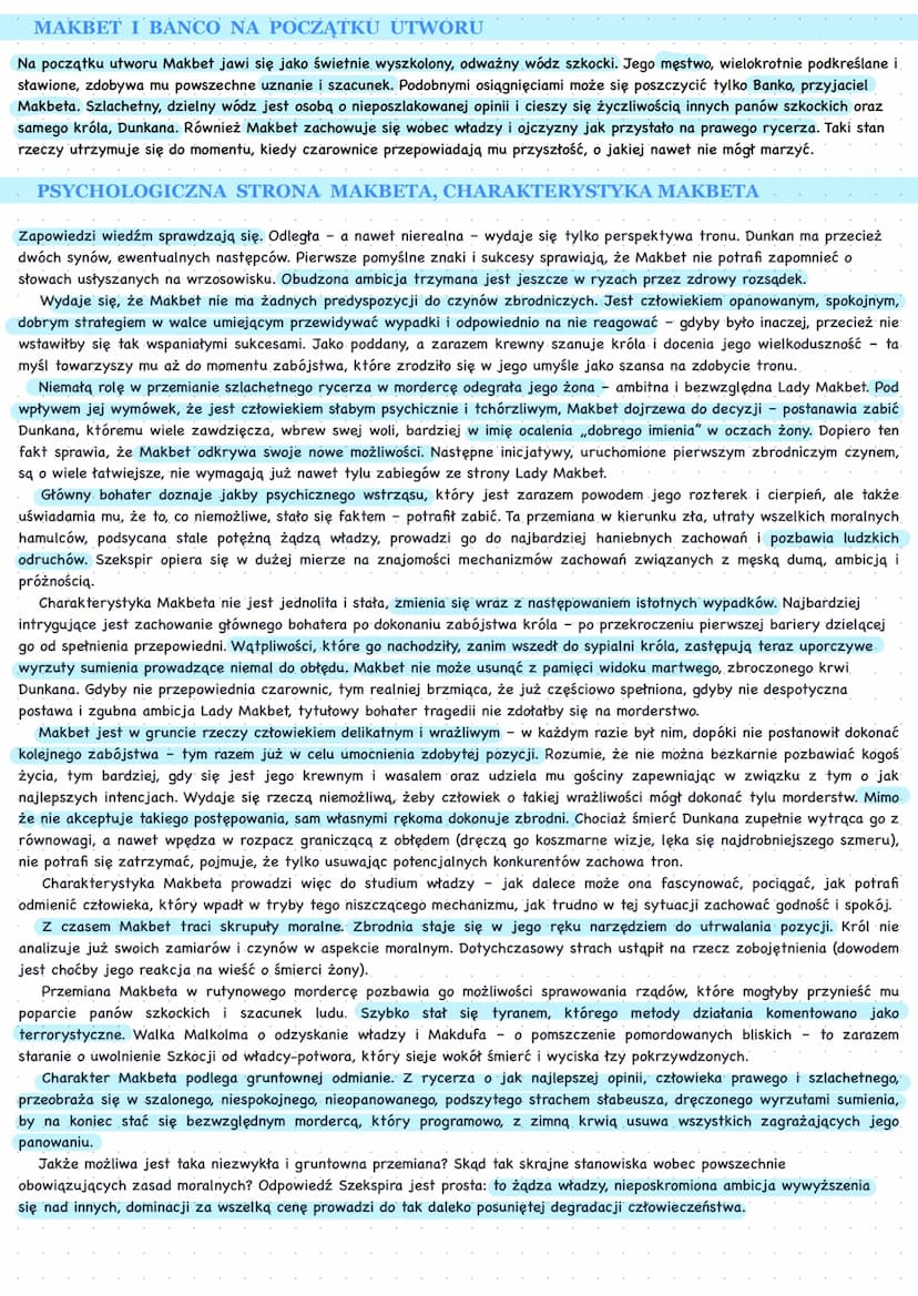 ELEMENTY ŚWIATA PRZEDSTAWIONEGO
Elementy świata przedstawionego
• czas akcji: XI w.
• miejsce wydarzeń: Szkocja (scena 3 aktu IV w Anglii) (