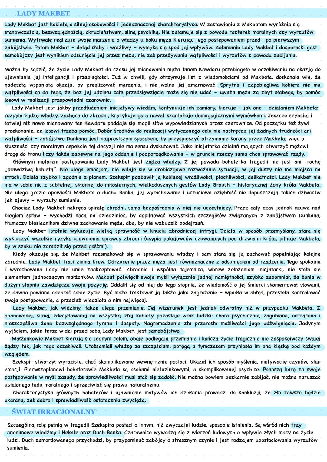 ELEMENTY ŚWIATA PRZEDSTAWIONEGO
Elementy świata przedstawionego
• czas akcji: XI w.
• miejsce wydarzeń: Szkocja (scena 3 aktu IV w Anglii) (