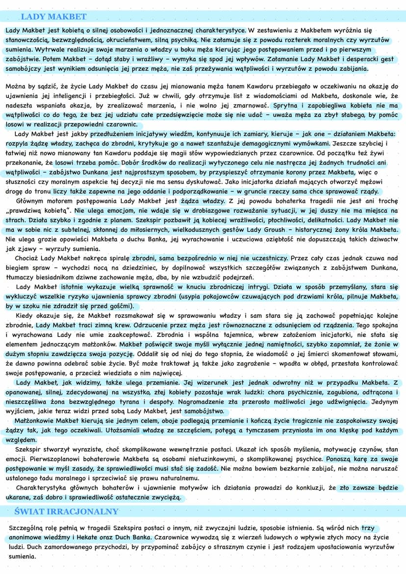ELEMENTY ŚWIATA PRZEDSTAWIONEGO
Elementy świata przedstawionego
• czas akcji: XI w.
• miejsce wydarzeń: Szkocja (scena 3 aktu IV w Anglii) (
