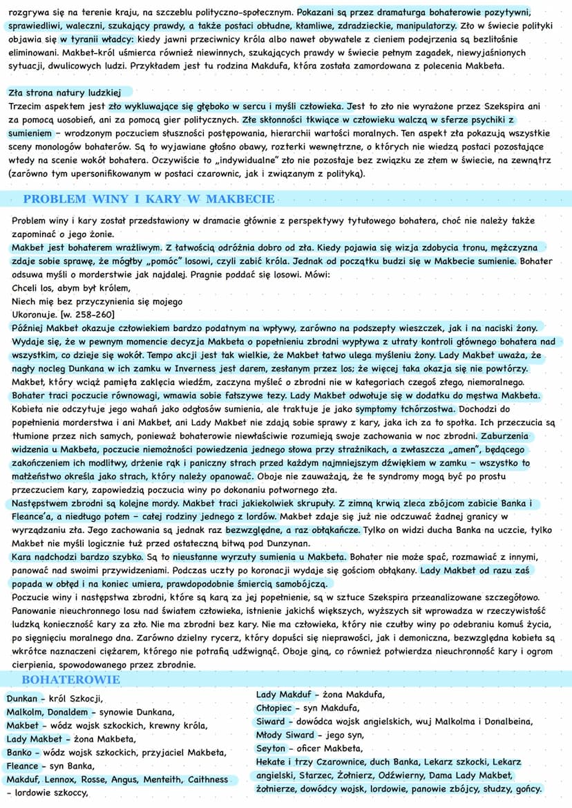 ELEMENTY ŚWIATA PRZEDSTAWIONEGO
Elementy świata przedstawionego
• czas akcji: XI w.
• miejsce wydarzeń: Szkocja (scena 3 aktu IV w Anglii) (