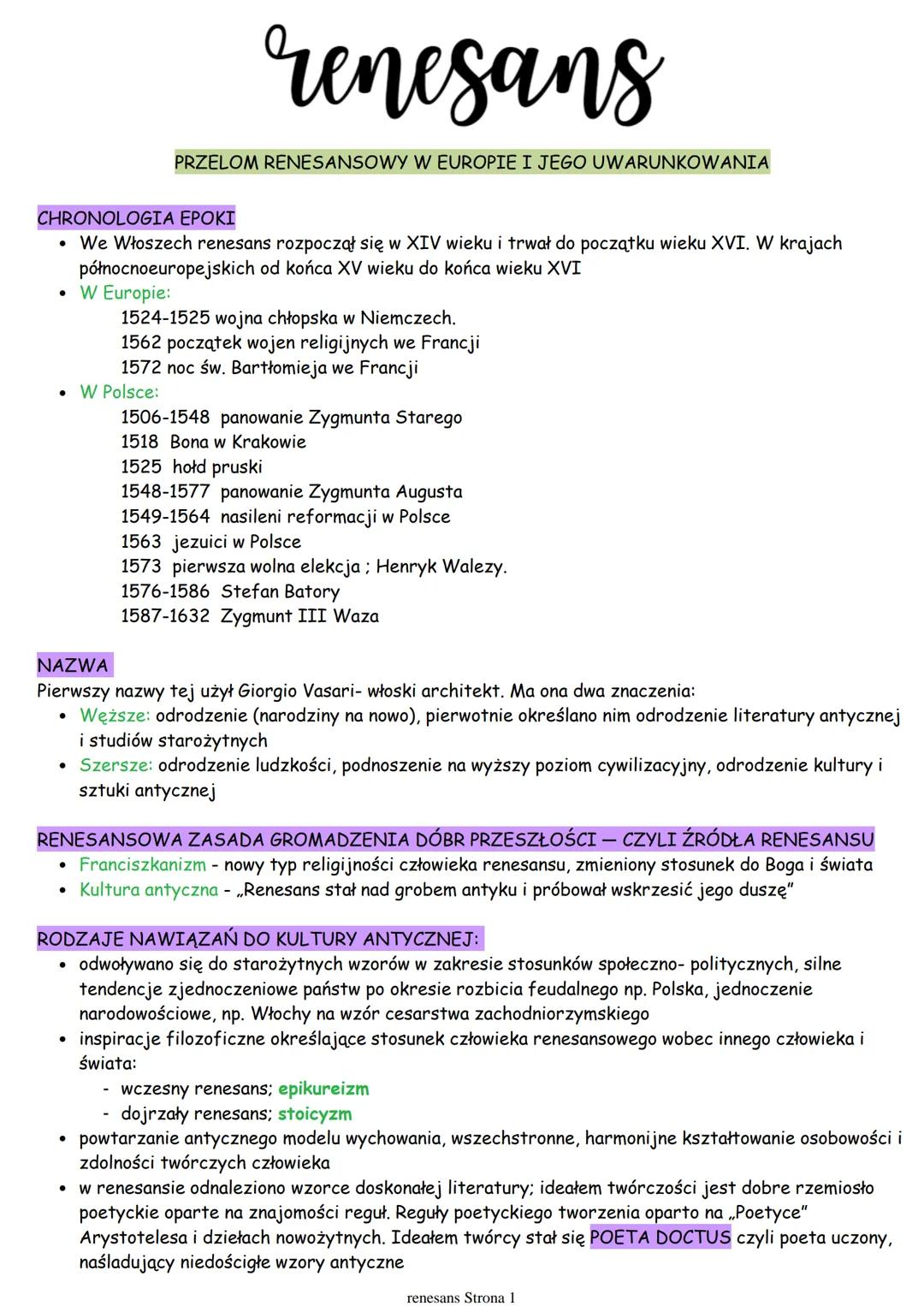 Ramy czasowe renesansu: Początek i koniec w Polsce i Europie