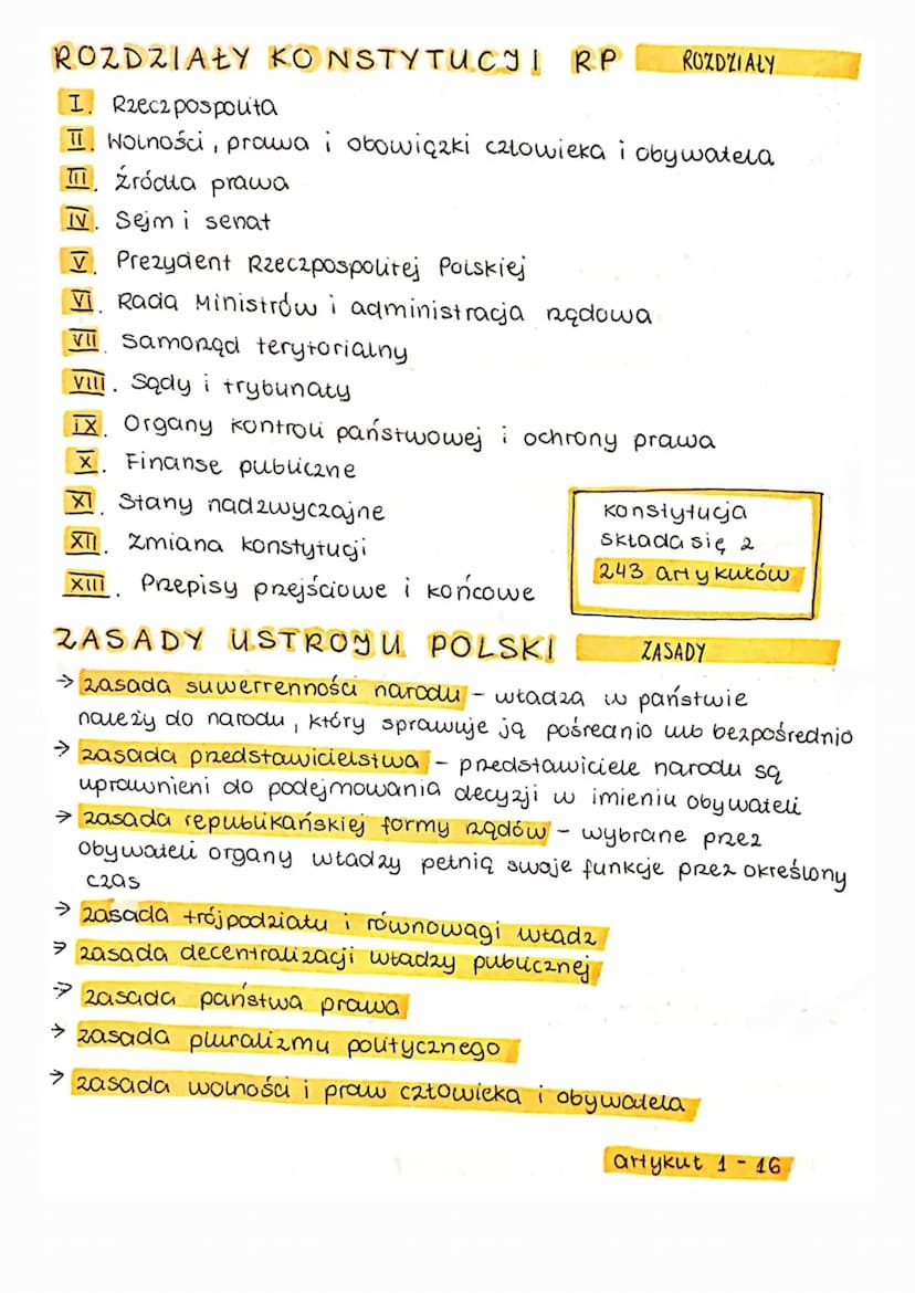 Ustrój RP
KONSTYTUCJA
KONSTYTUCJA
→ to akt prawny, określany również jako ustawa zasadnicza,
która ma najwyższą moc prawną w państwie i syst