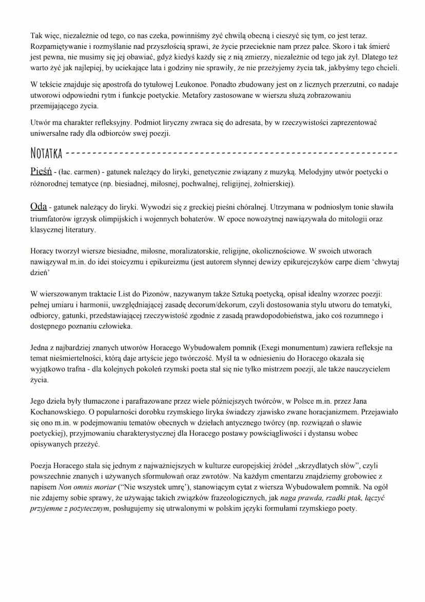 HORACY-BIOGRAFIA I TWÓRCZOŚĆ
Horacy (65 p.n.e. - 8 p.n.e.) - Rzymski poeta liryczny, ur. 8 grudnia 65 r. p.n.e. w Wenuzji, jako syn wyzwoleń
